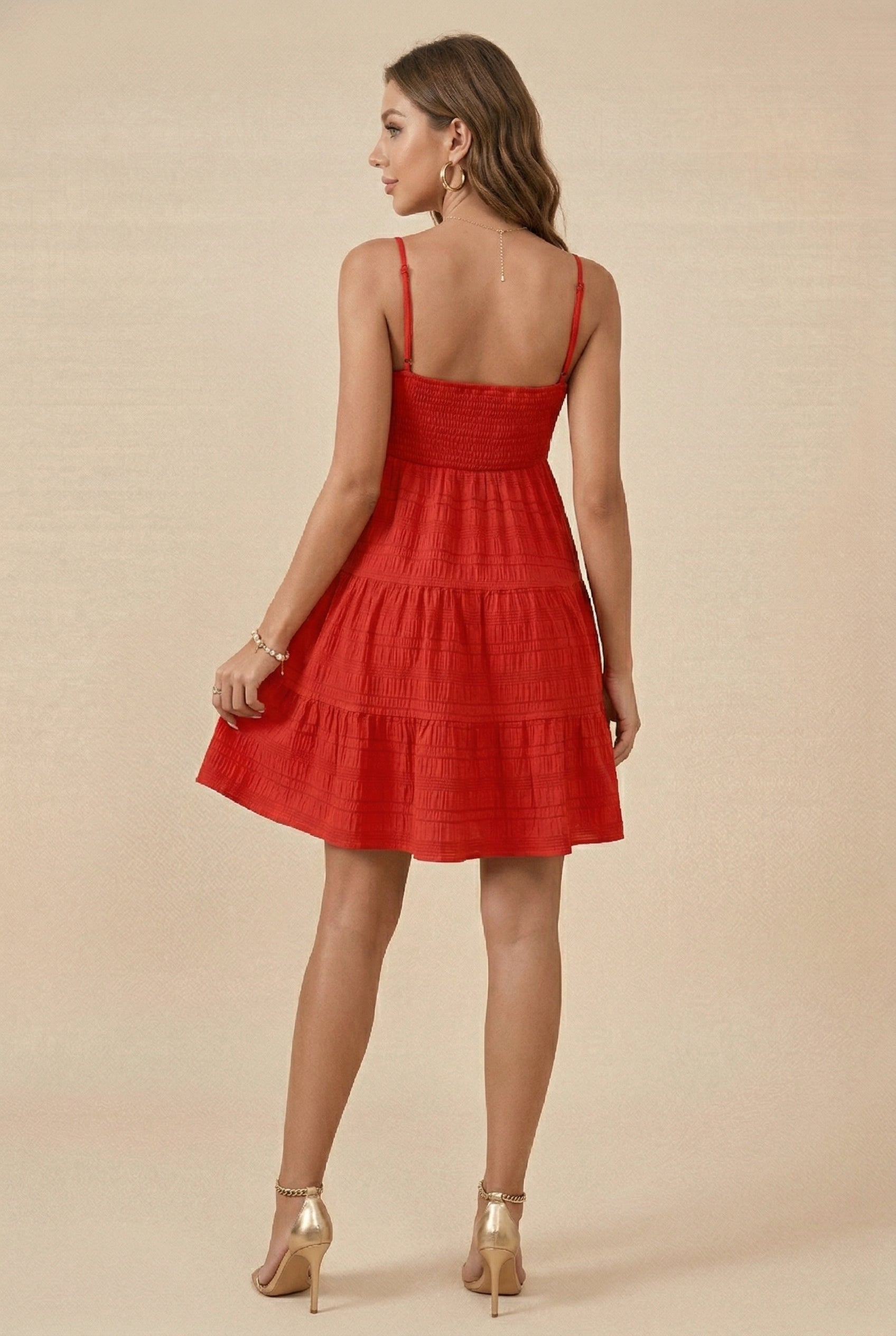 Women’s Mini Dress – Sleeveless Textured Fairy Skirt, High-Waist Fit