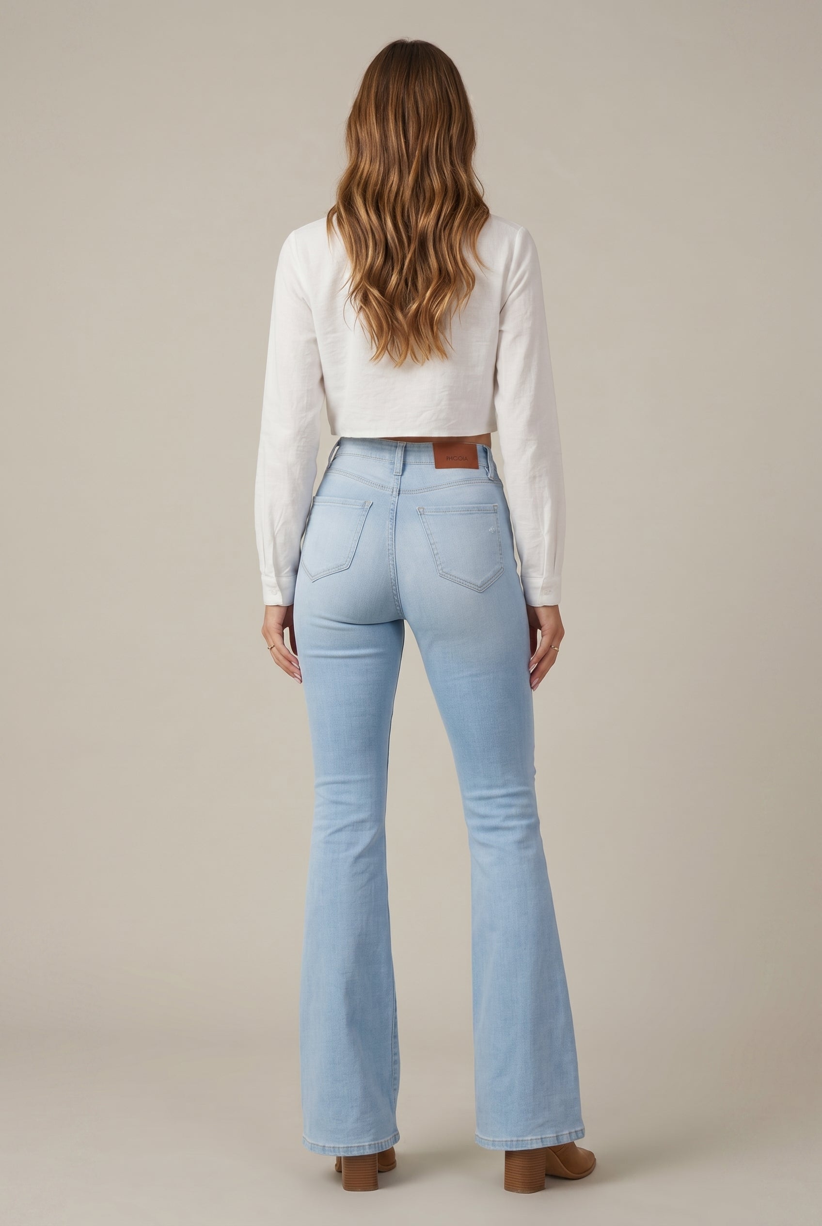Women's Distressed High-Waist Wide-Leg Denim Jeans – Ripped Flared Cowboy Trousers Luna Body Co