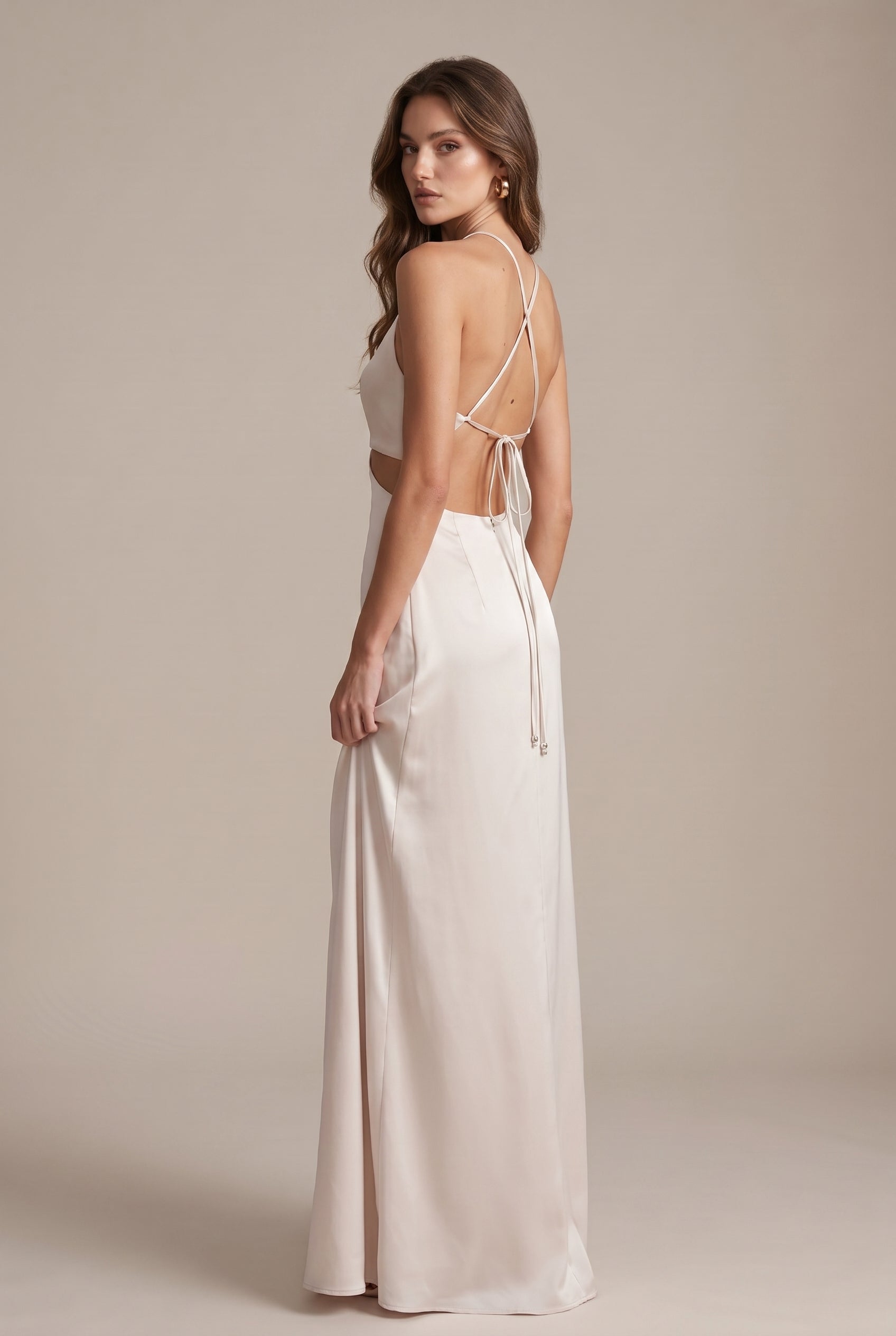 Women's Elegant Backless Bodycon Maxi Dress – Sleeveless Tie-Strap High-Waist Long Slip Dress
