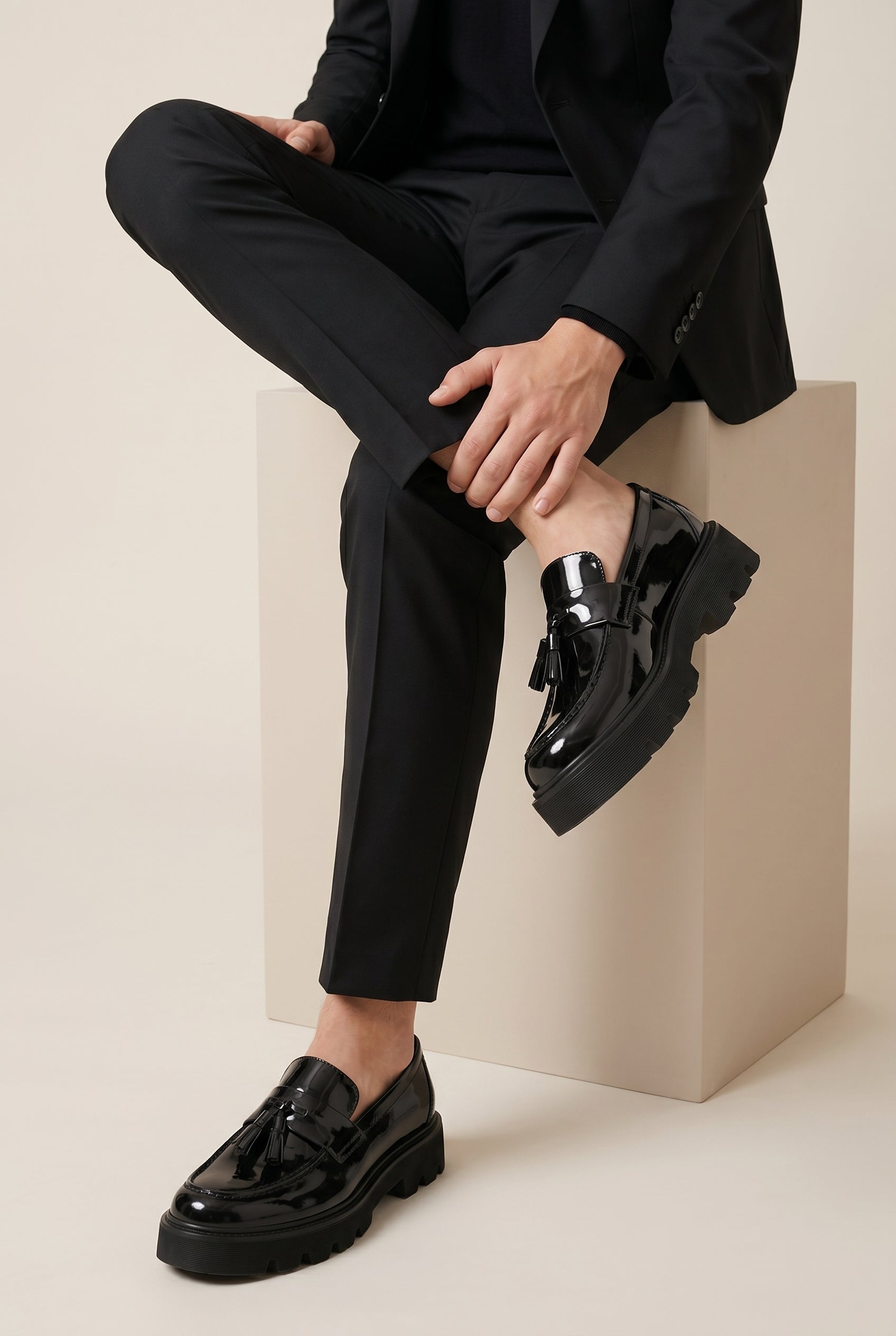 Tycho | Men's Tassel Loafers Slip-On Platform Dress Shoes Business Casual