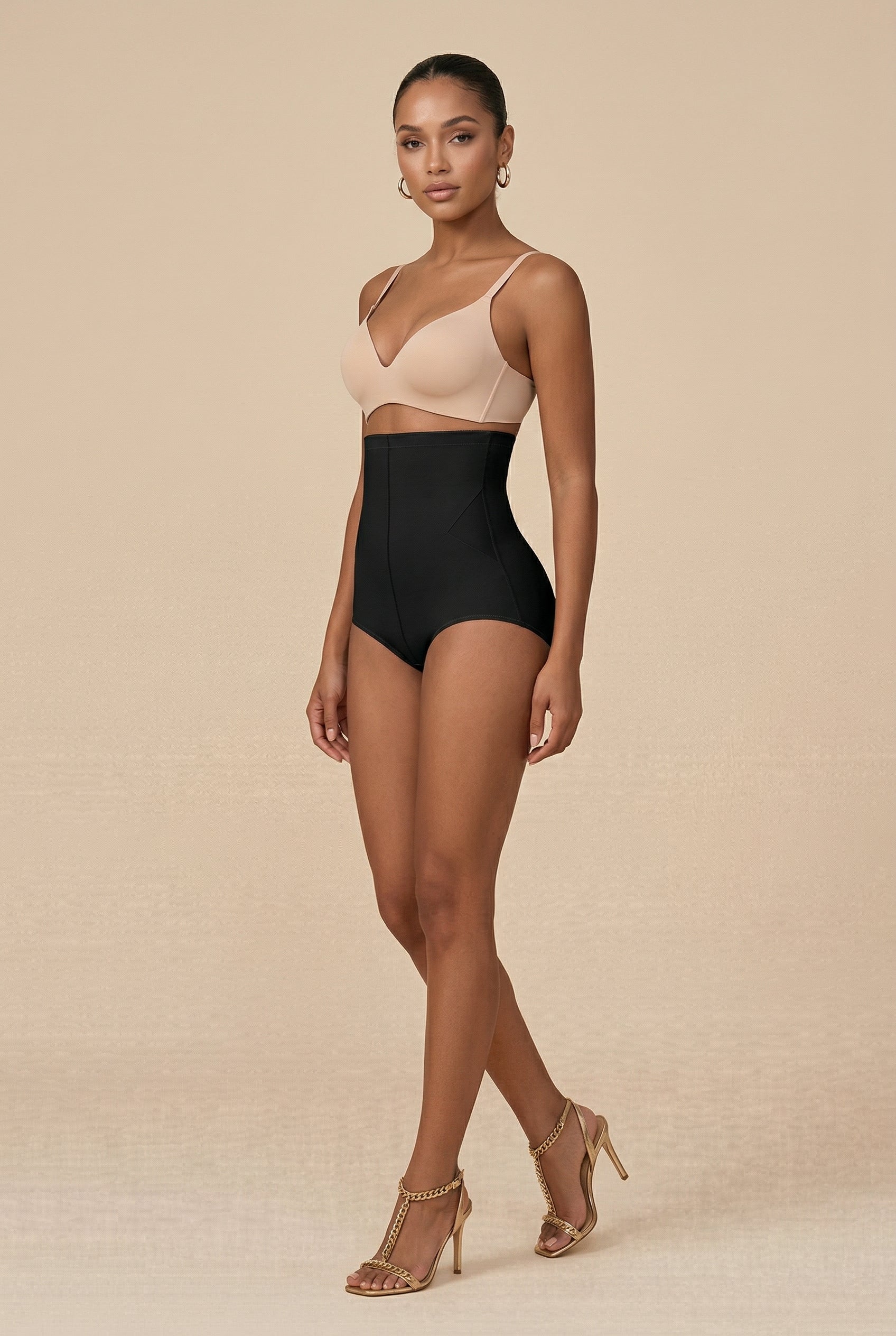 Women’s High-Waist Seamless Tummy Control Shapewear – Cross-Tie Design