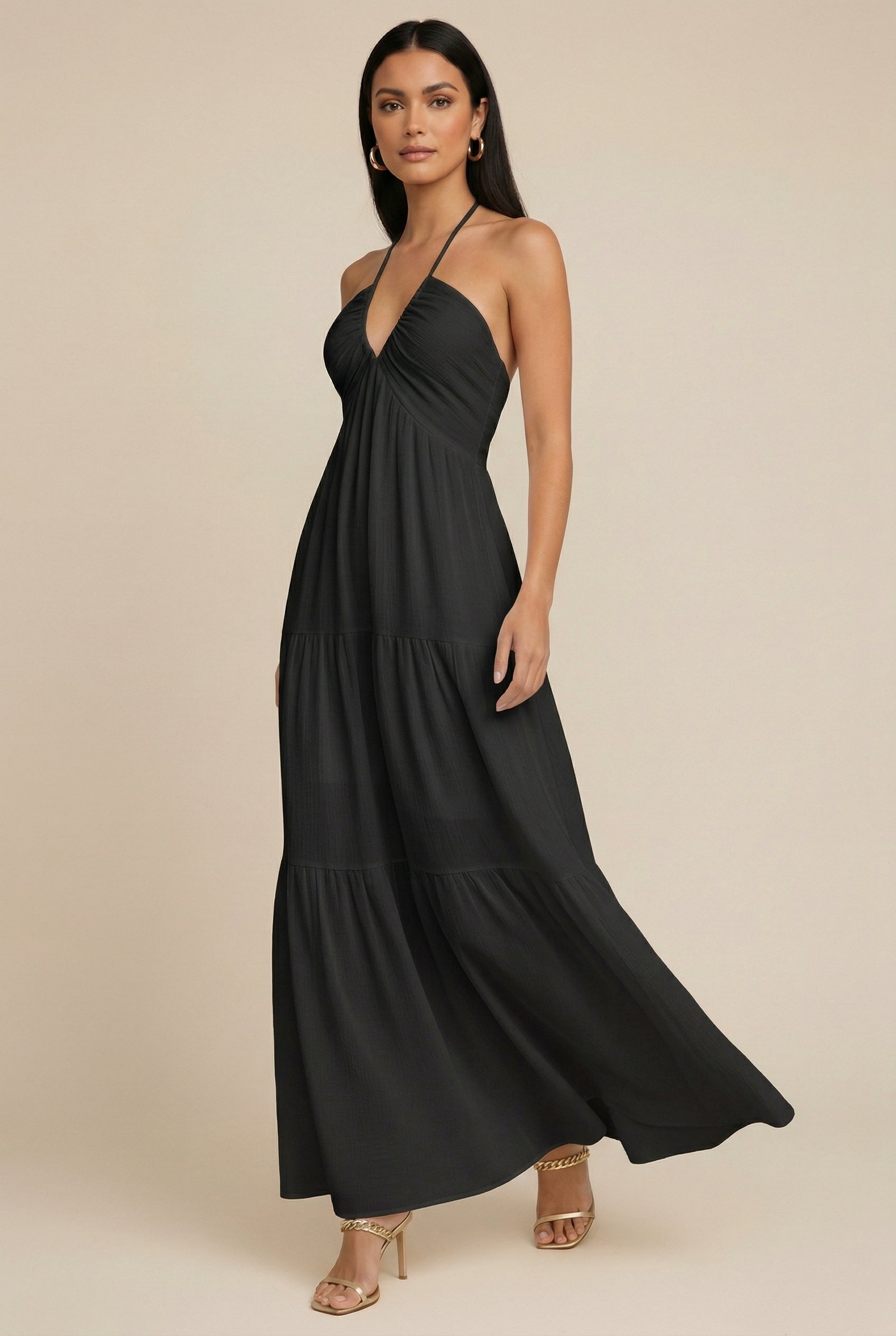 White Pleated V-Neck Sleeveless Dress Luna Body Co