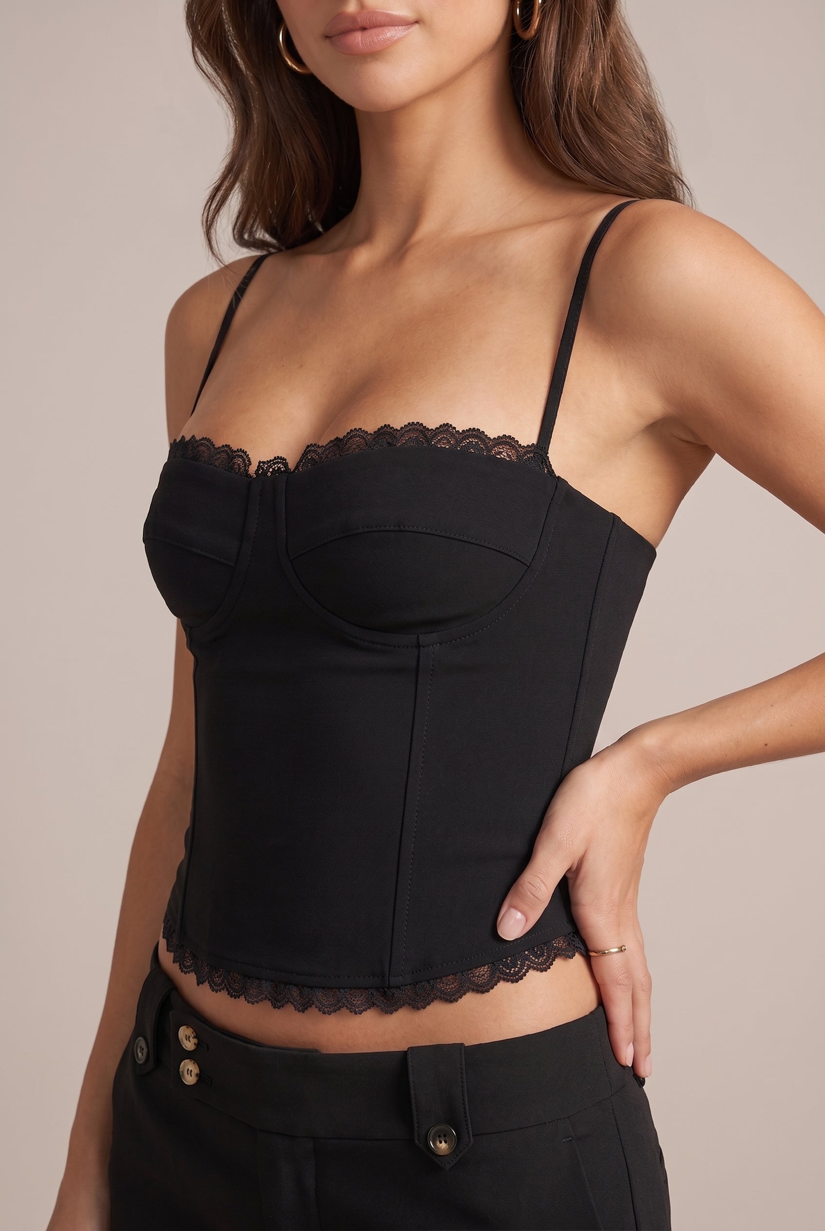 Women's Straight Neck Camisole - Adjustable Metal Strap Slim Fit Top