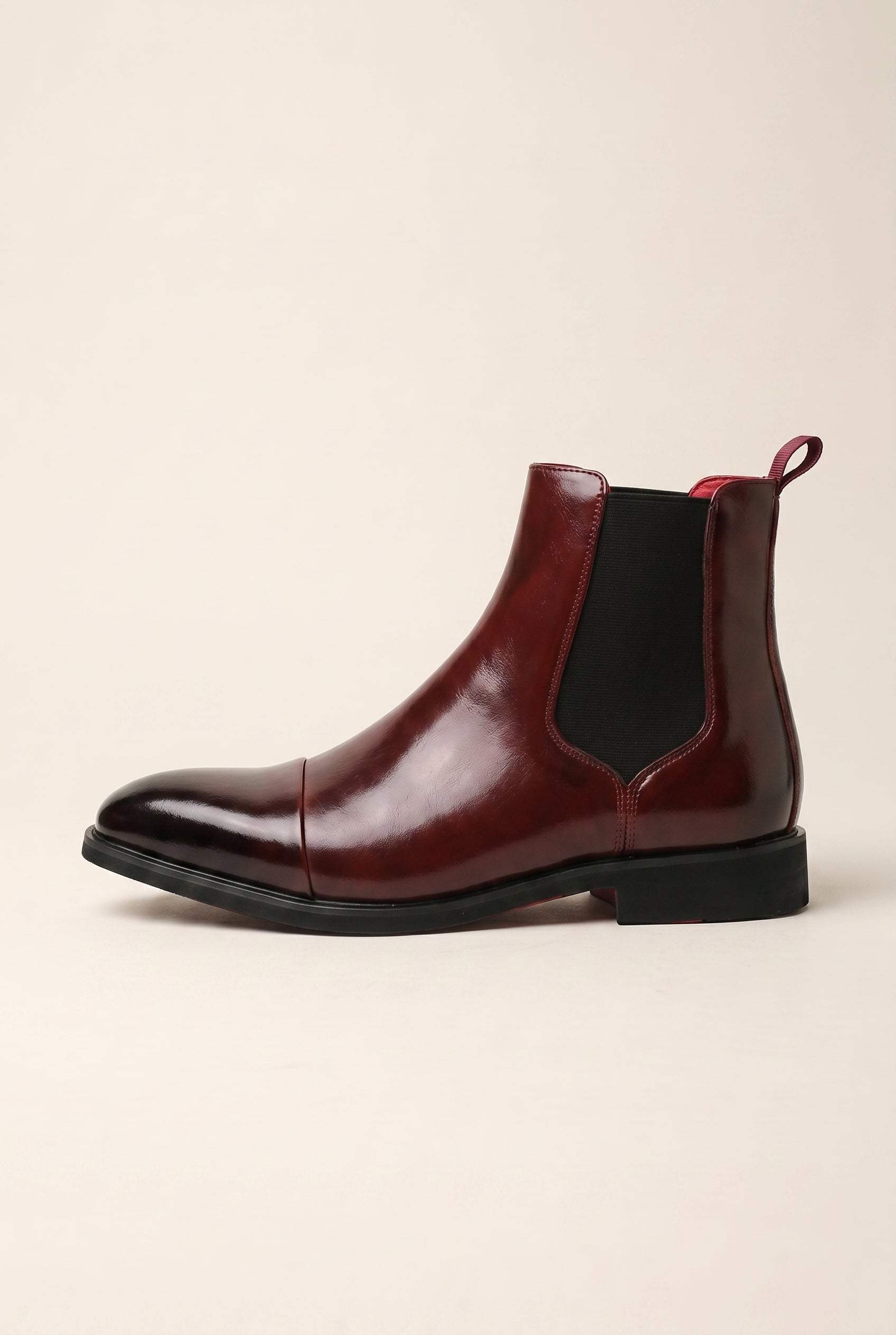 Apollo | Men's Leather Chelsea Boots Pointed Toe Red Sole Slip-On Boots