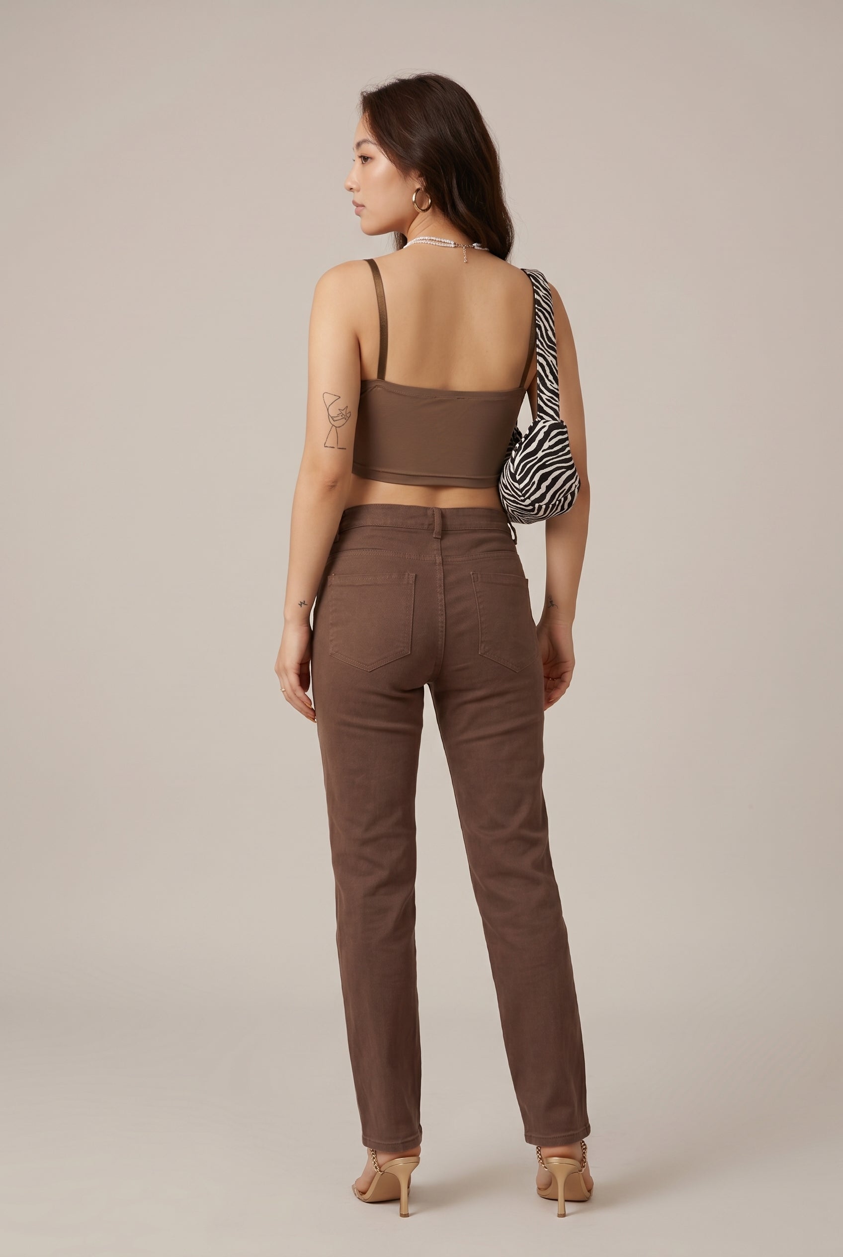 Women's Vintage V-Neck Camisole - Lace Trim Backless Crop Top
