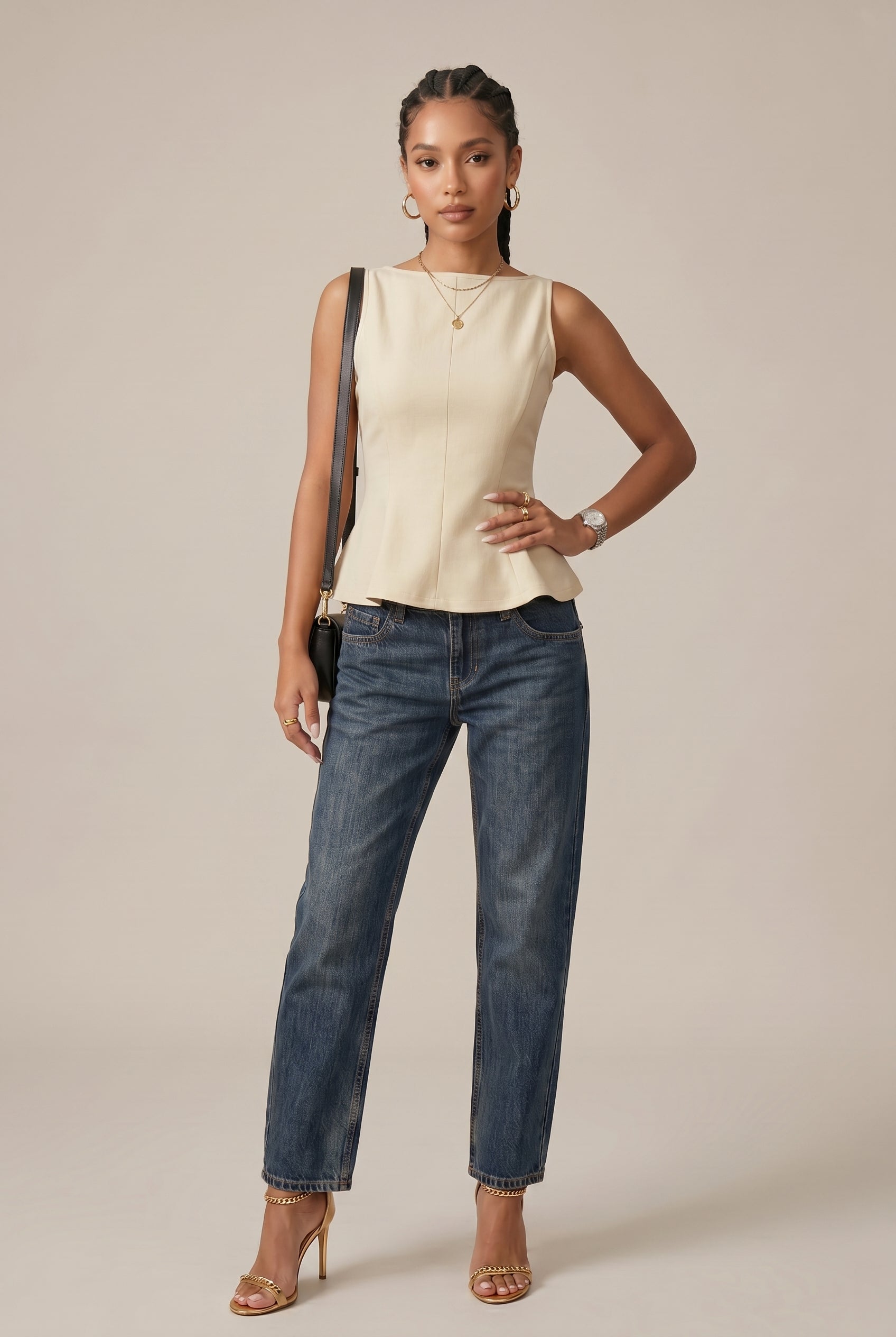 Women's Asymmetrical Ruffled Hem Backless Top – Sleeveless Bow-Tie Waist Loose Fit Blouse