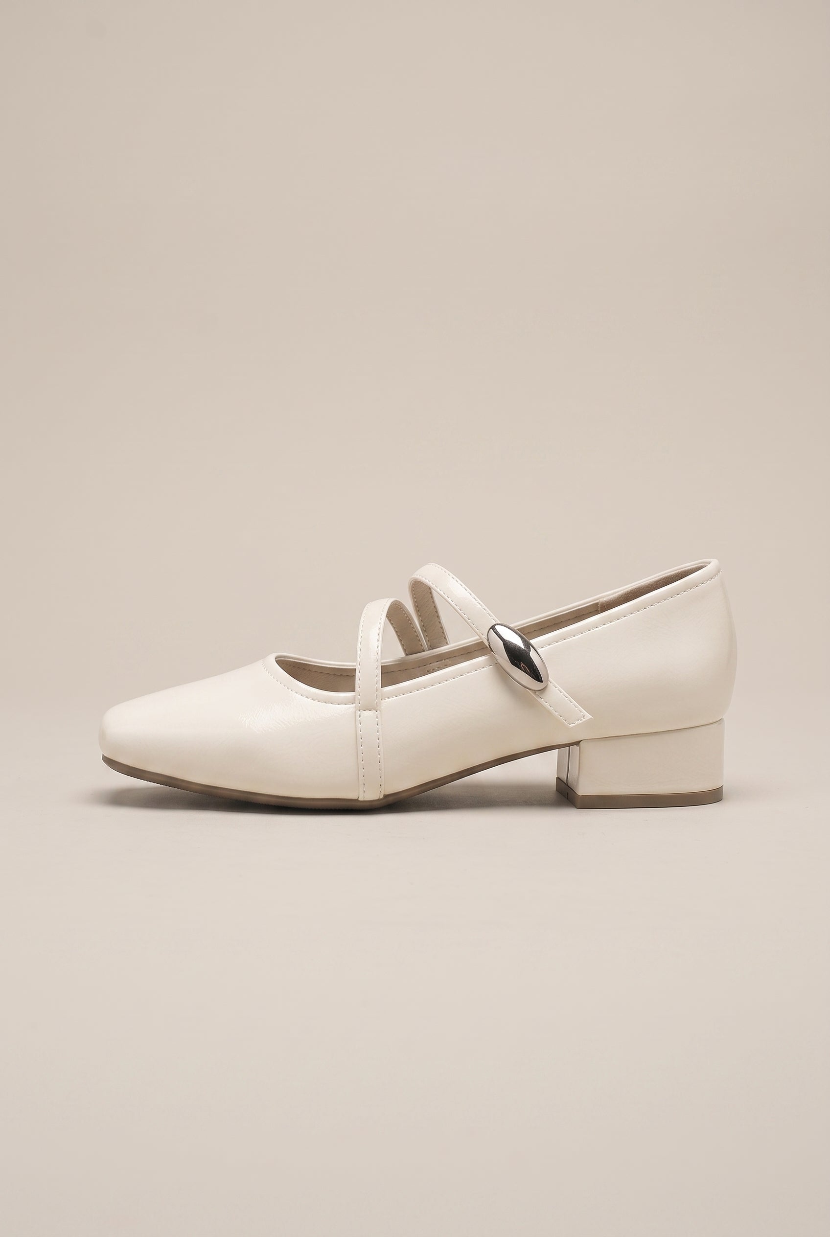 Maria | French Style Low Heel Mary Jane Shoes Square-Toe Velcro Strap Flats