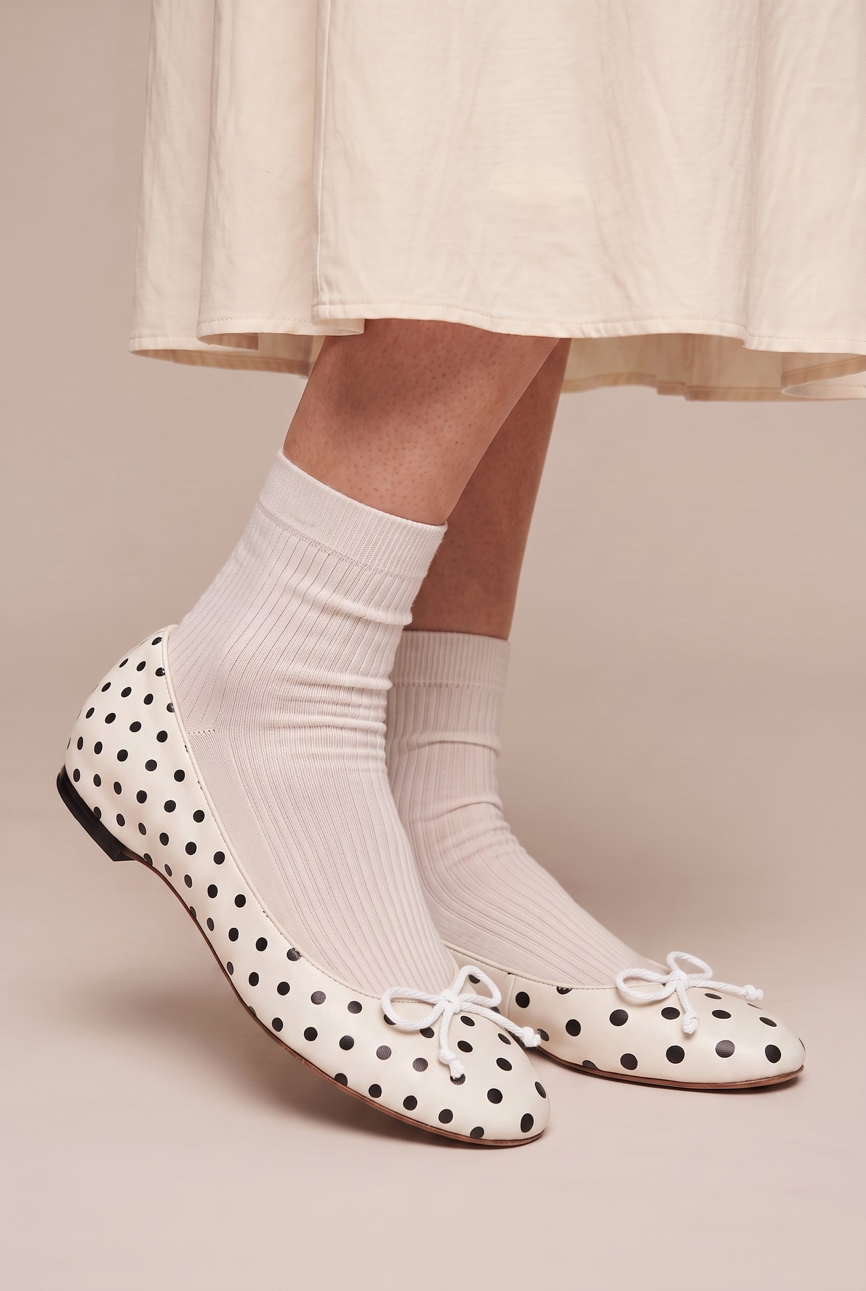 Serena | Polka Dot Bow Mary Jane Ballet Flats Round-Toe Ankle-Strap Retro Shoes
