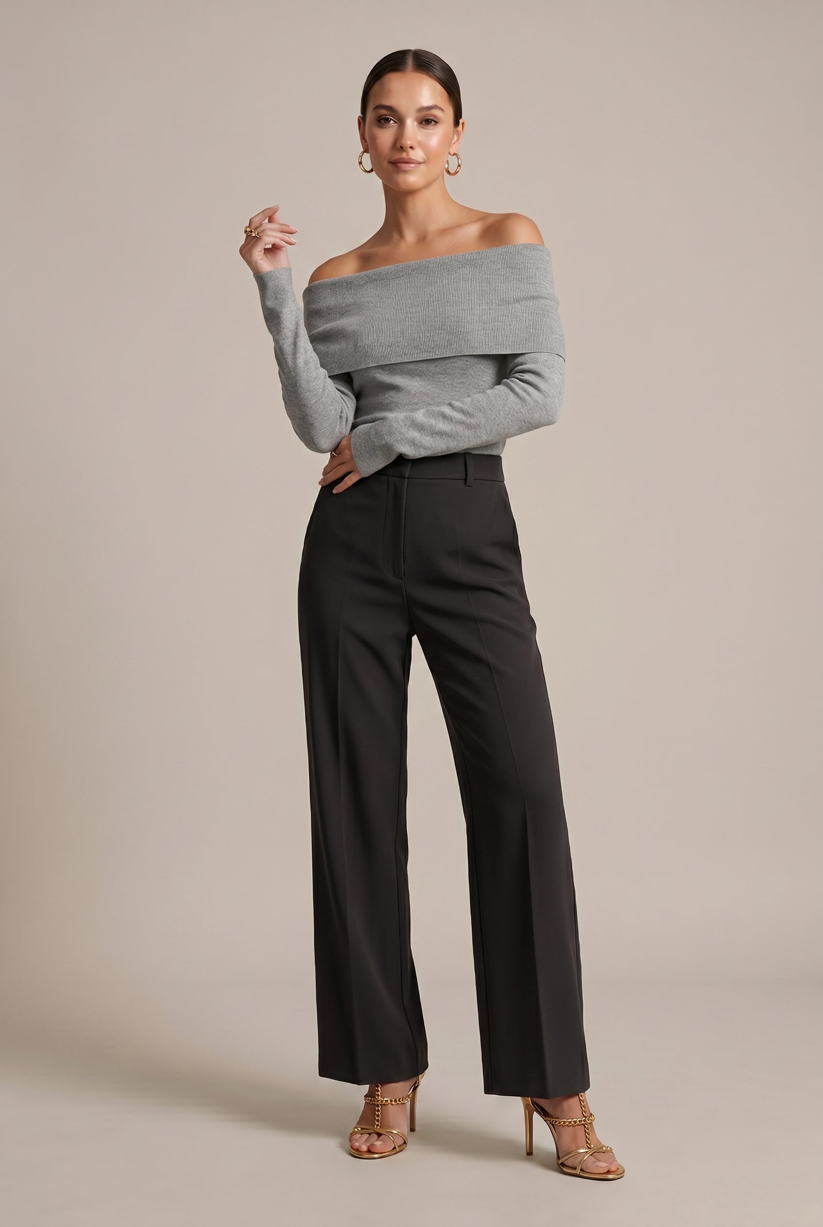 Women's One-Shoulder Long Sleeve Top - Slim Fit Asymmetric Pullover Blouse