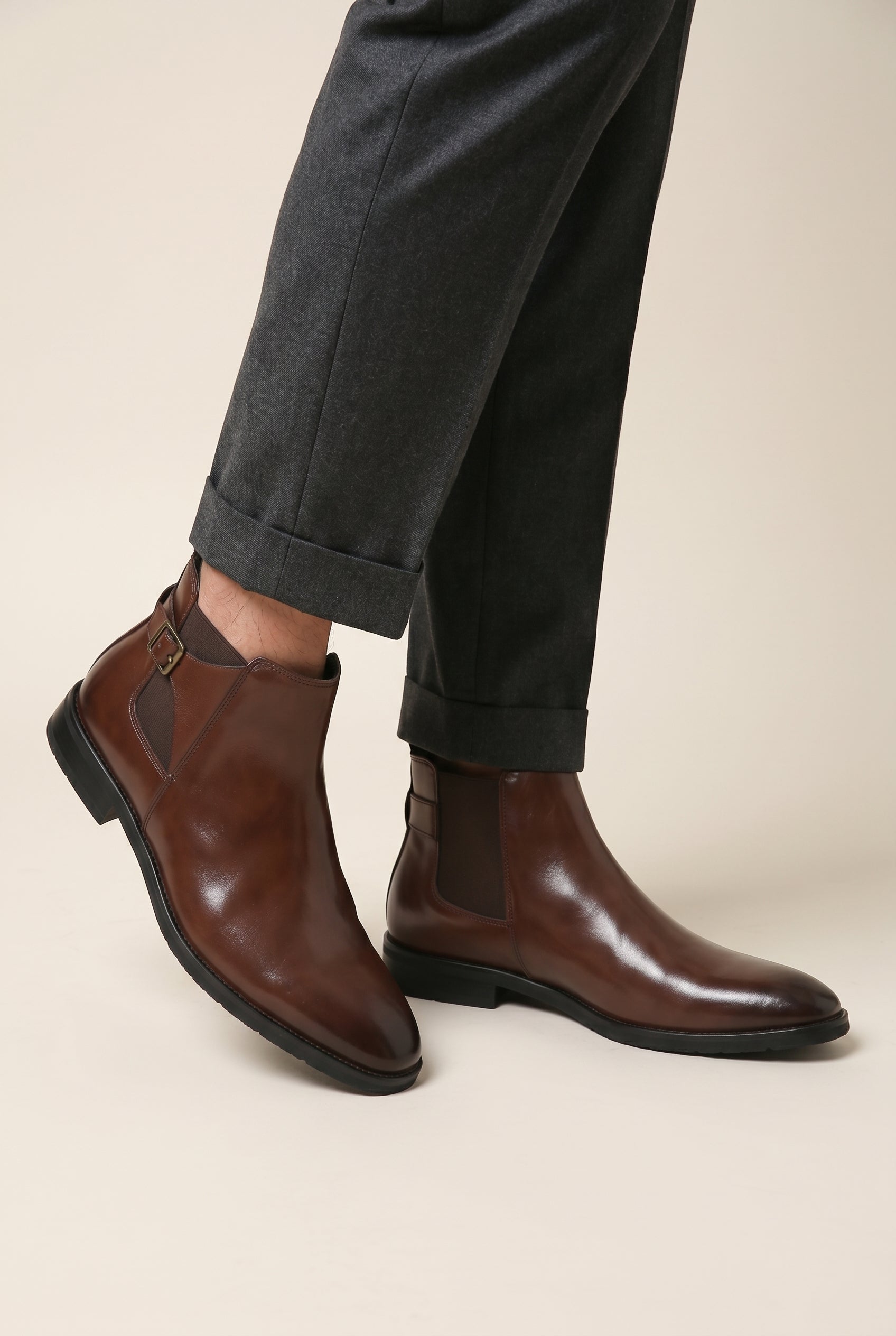 Kepler | Men's Formal Casual Leather Boots Buckle Pointed Toe British Style Boots