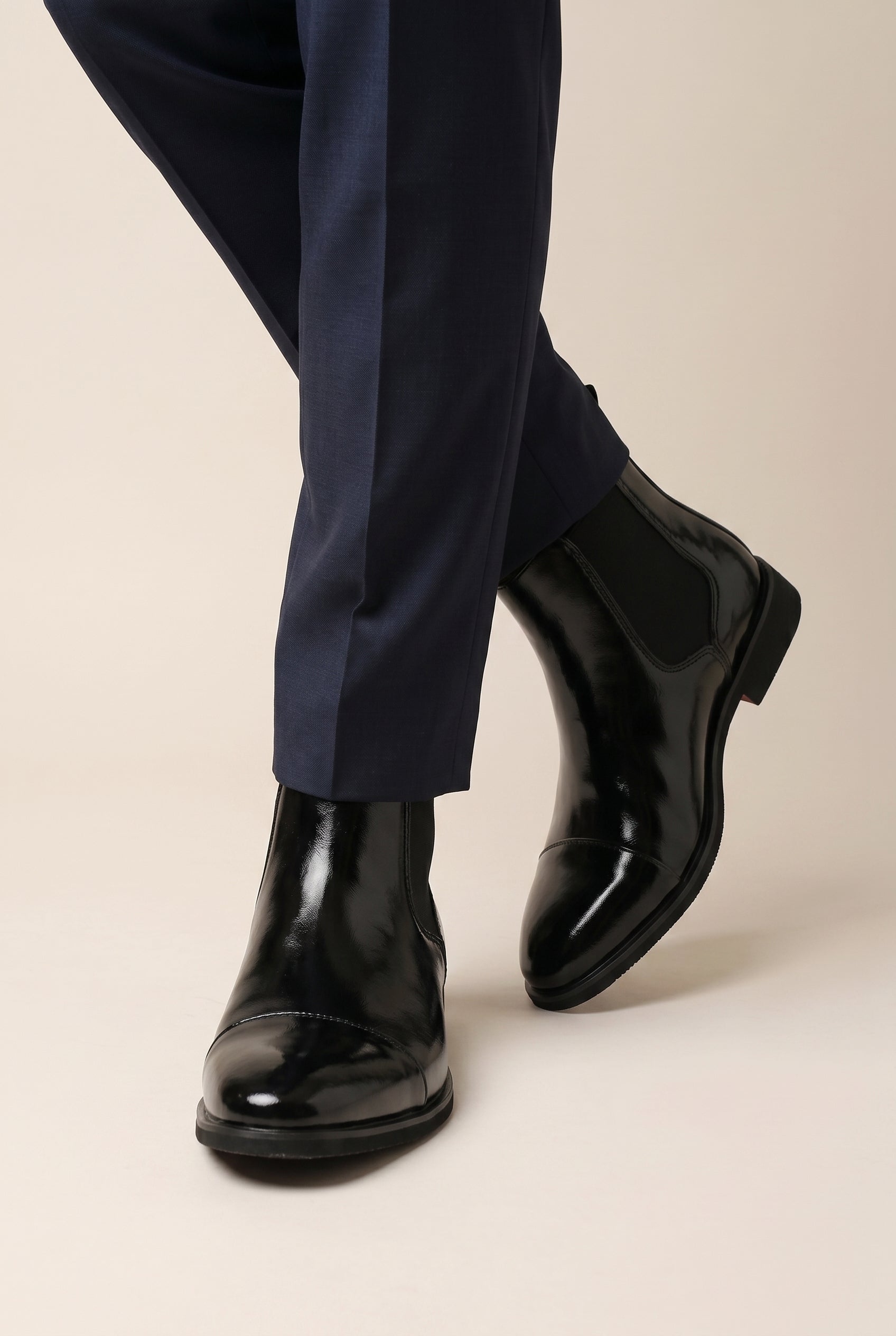 Apollo | Men's Leather Chelsea Boots Pointed Toe Red Sole Slip-On Boots