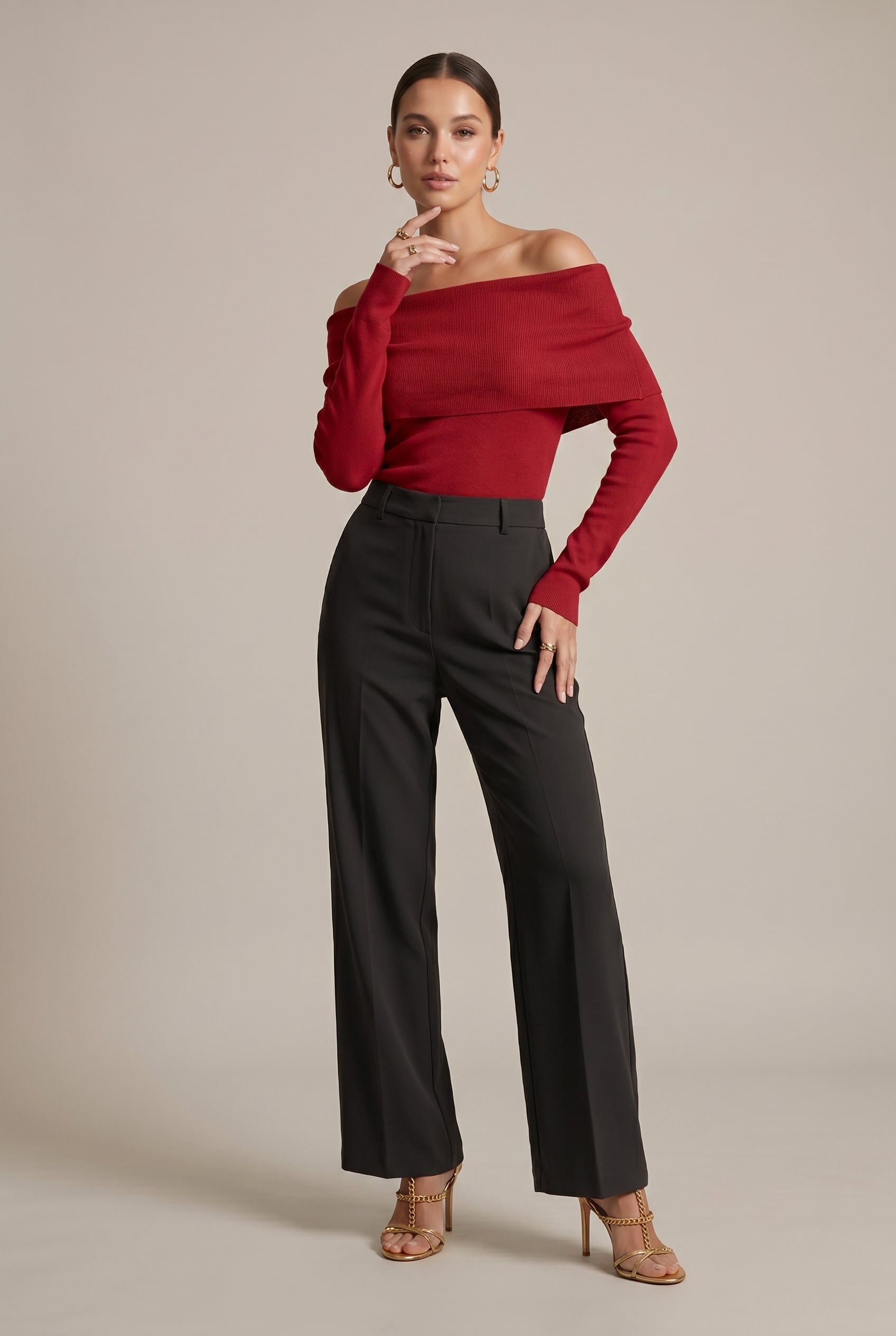 Women's One-Shoulder Long Sleeve Top - Slim Fit Asymmetric Pullover Blouse