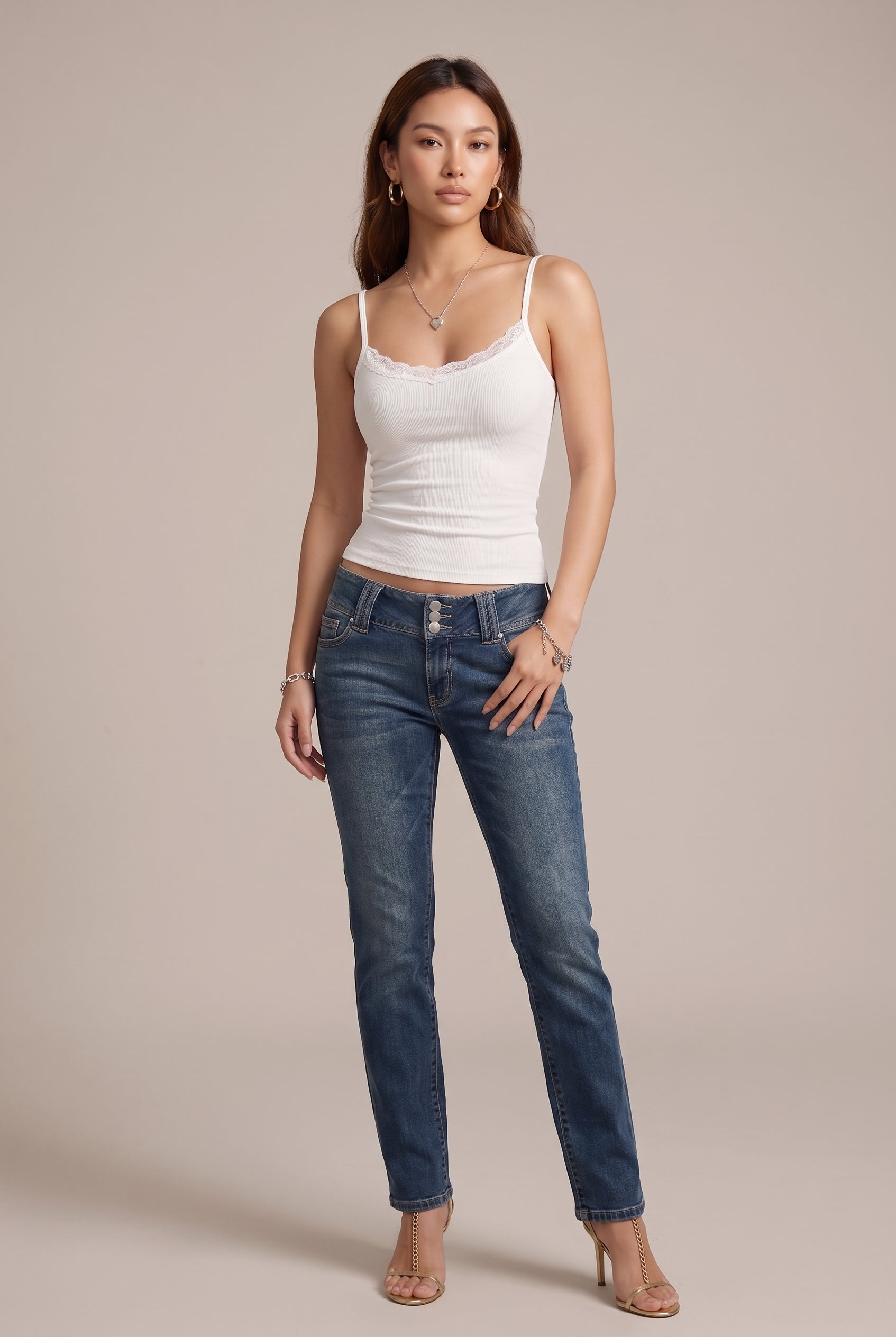 Women's Y2K Lace Camisole - Slim Fit Knitted Crop Top