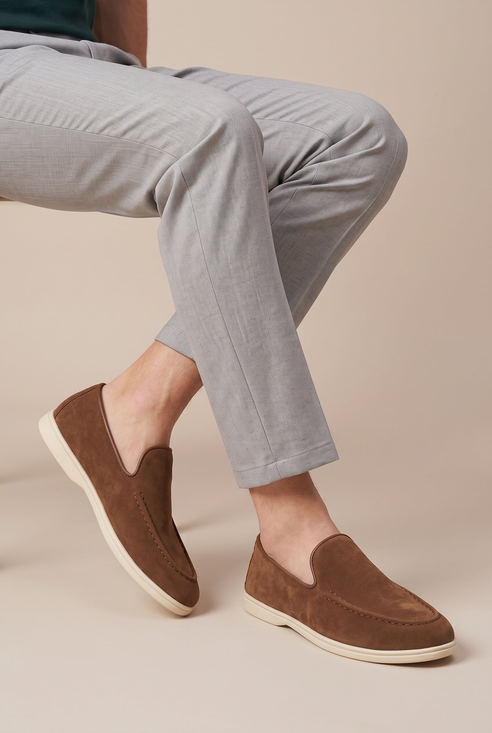 Perigee | Men's Casual Slip-On Leather Shoes Round-Toe Lightweight Breathable Loafers