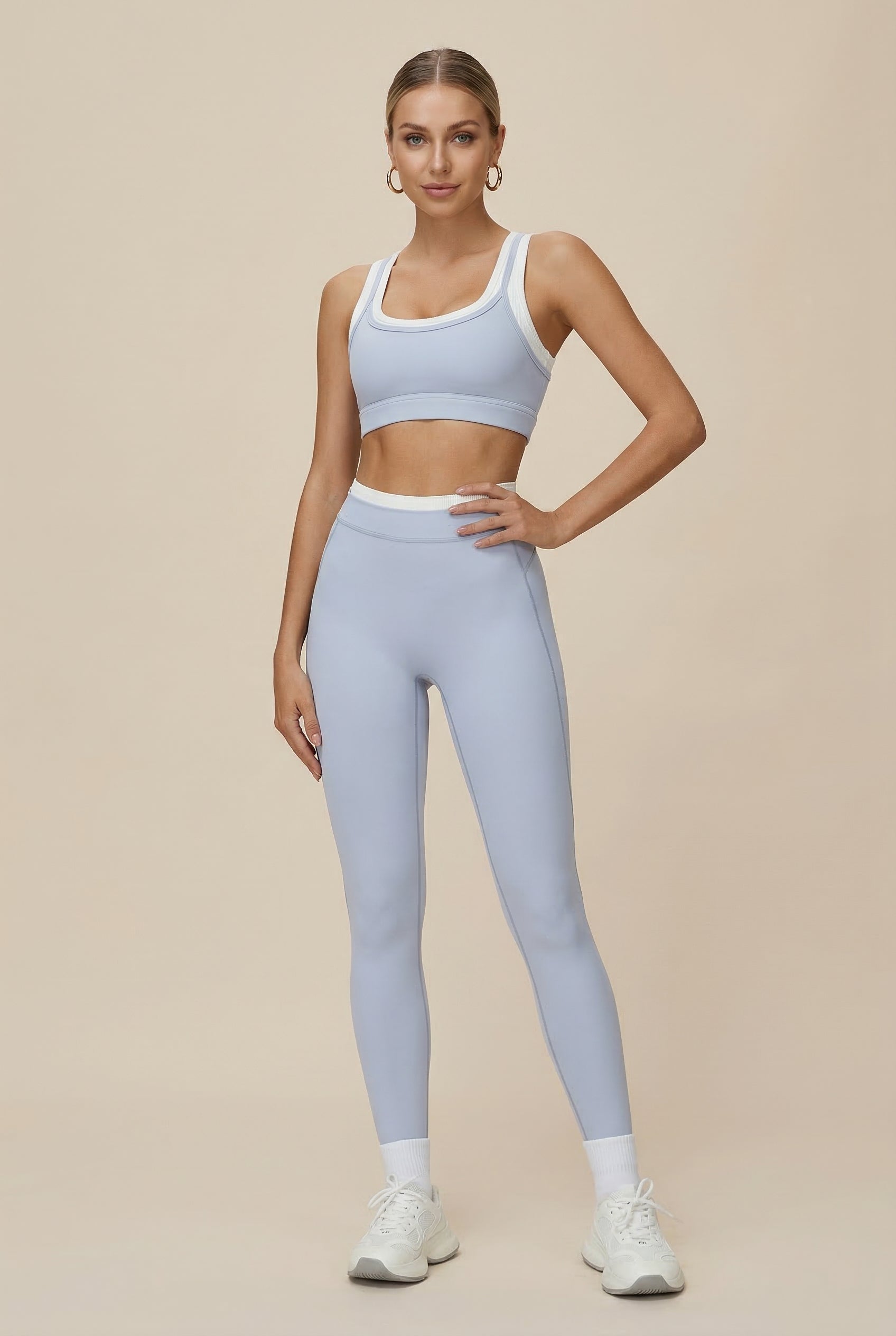 Women's High-Waist Yoga Pants with Stylish Contrast Details