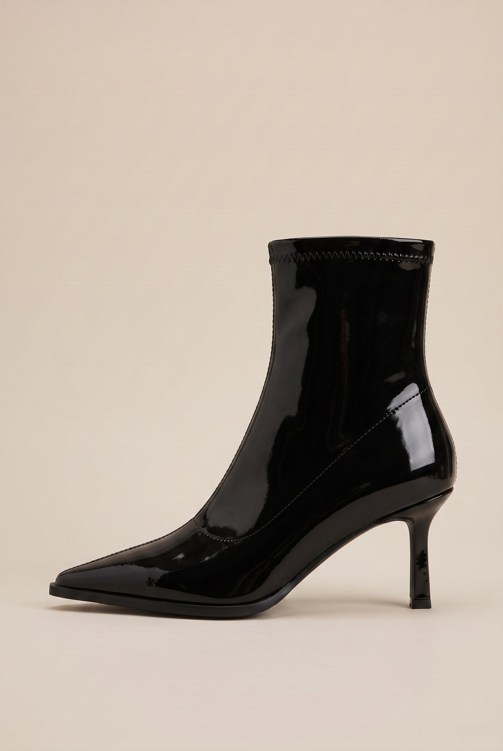 Iris | Women's Patent Leather Pointed-Toe Stiletto Ankle Boots Back-Zip Heeled Booties