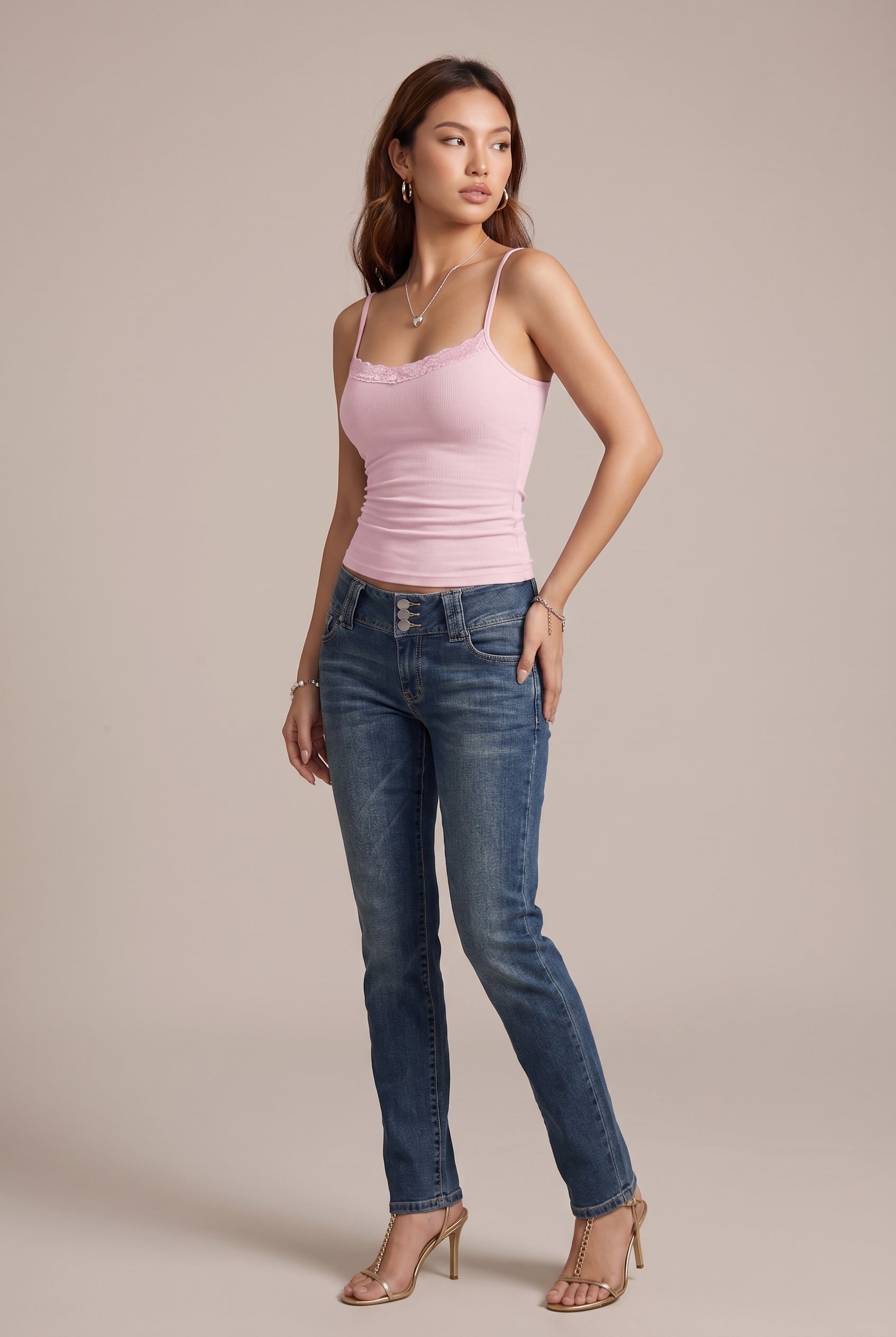 Women's Y2K Lace Camisole - Slim Fit Knitted Crop Top