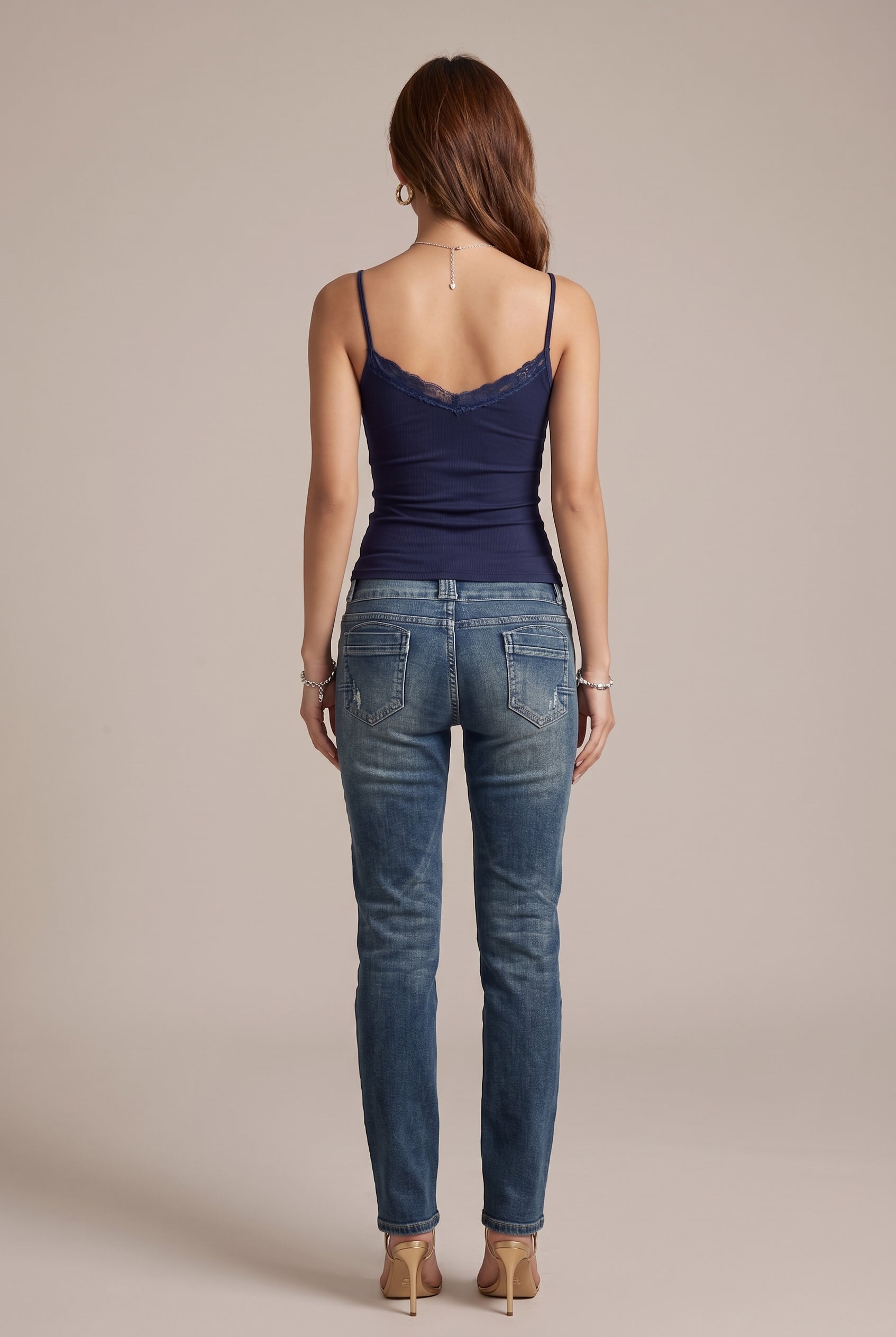 Women's Y2K Lace Camisole - Slim Fit Knitted Crop Top