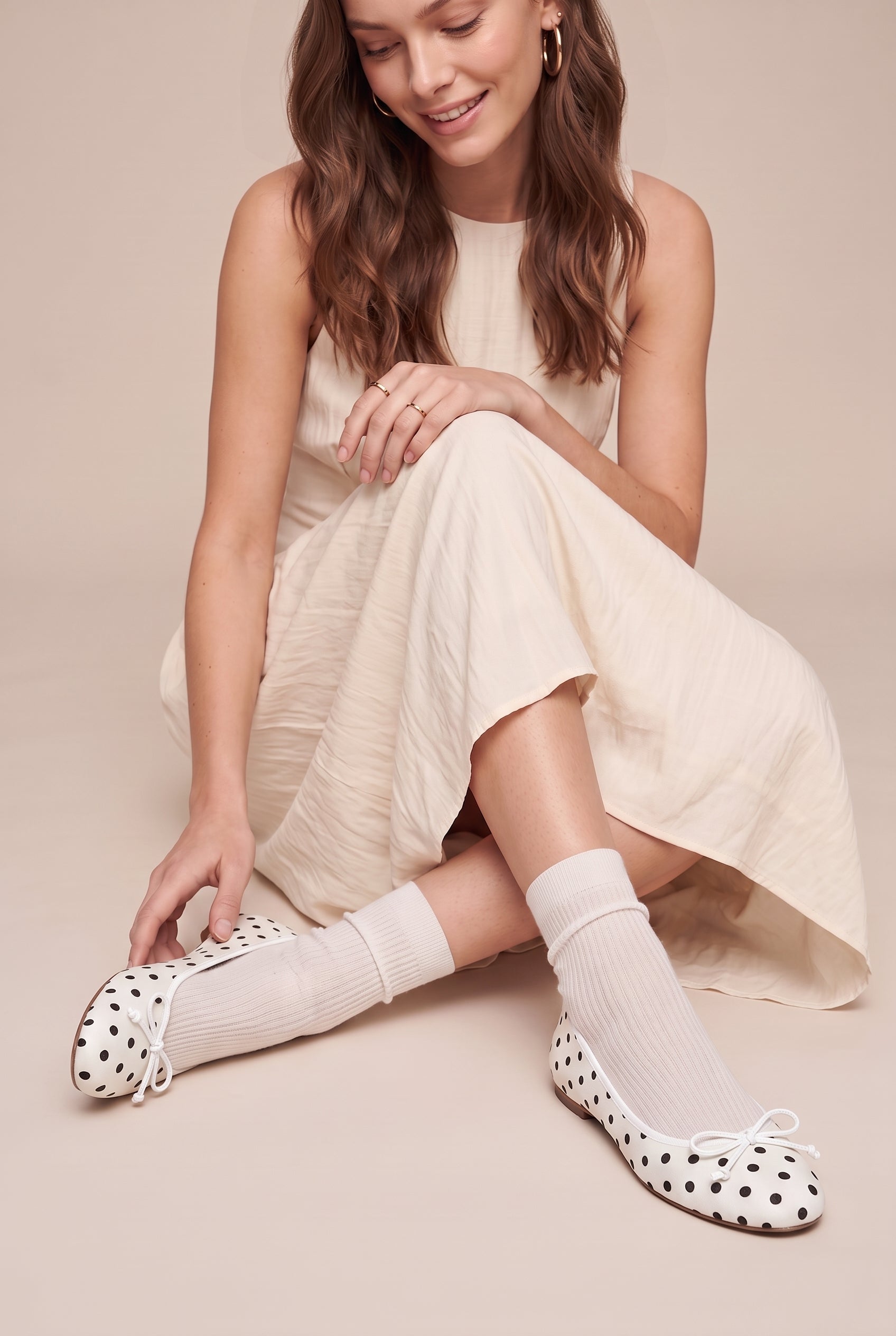 Serena | Polka Dot Bow Mary Jane Ballet Flats Round-Toe Ankle-Strap Retro Shoes