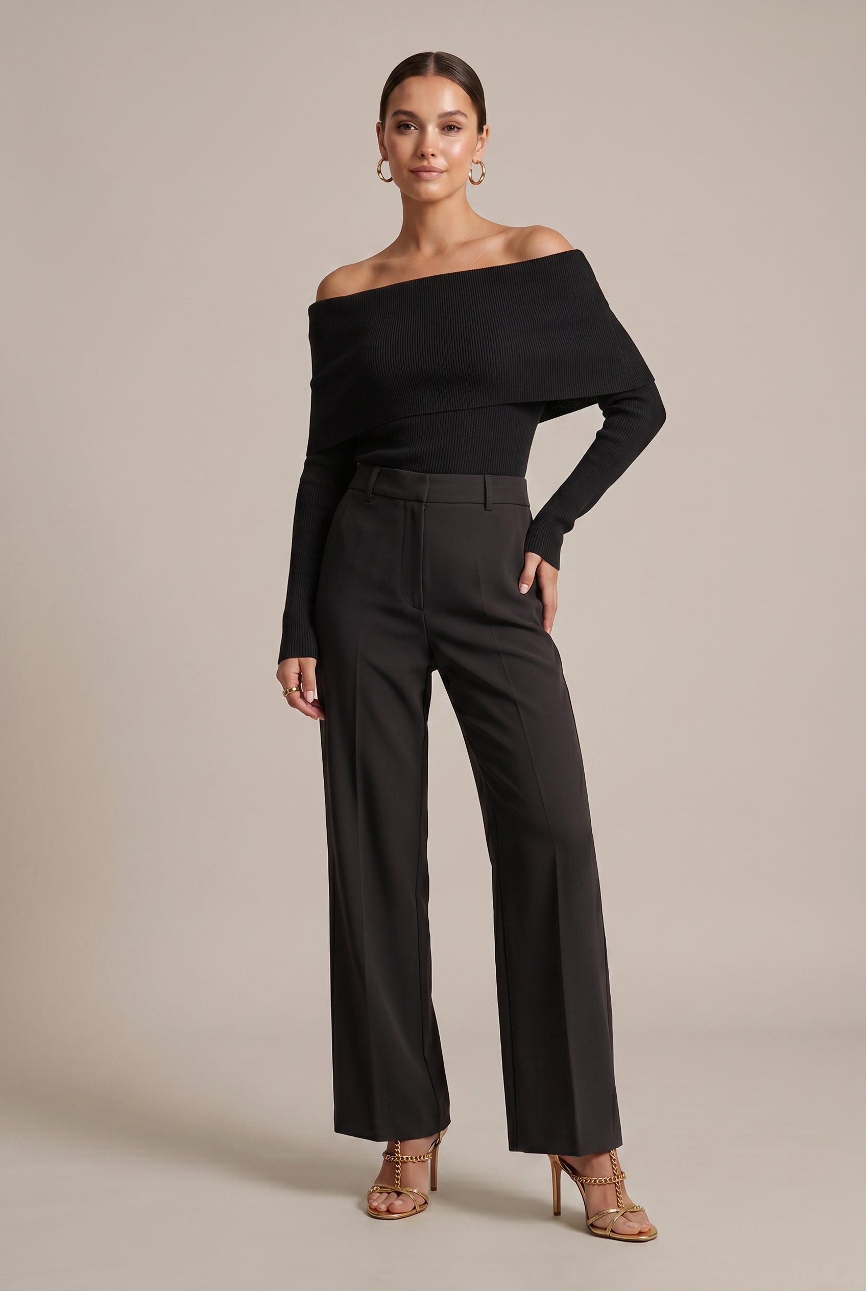 Women's One-Shoulder Long Sleeve Top - Slim Fit Asymmetric Pullover Blouse