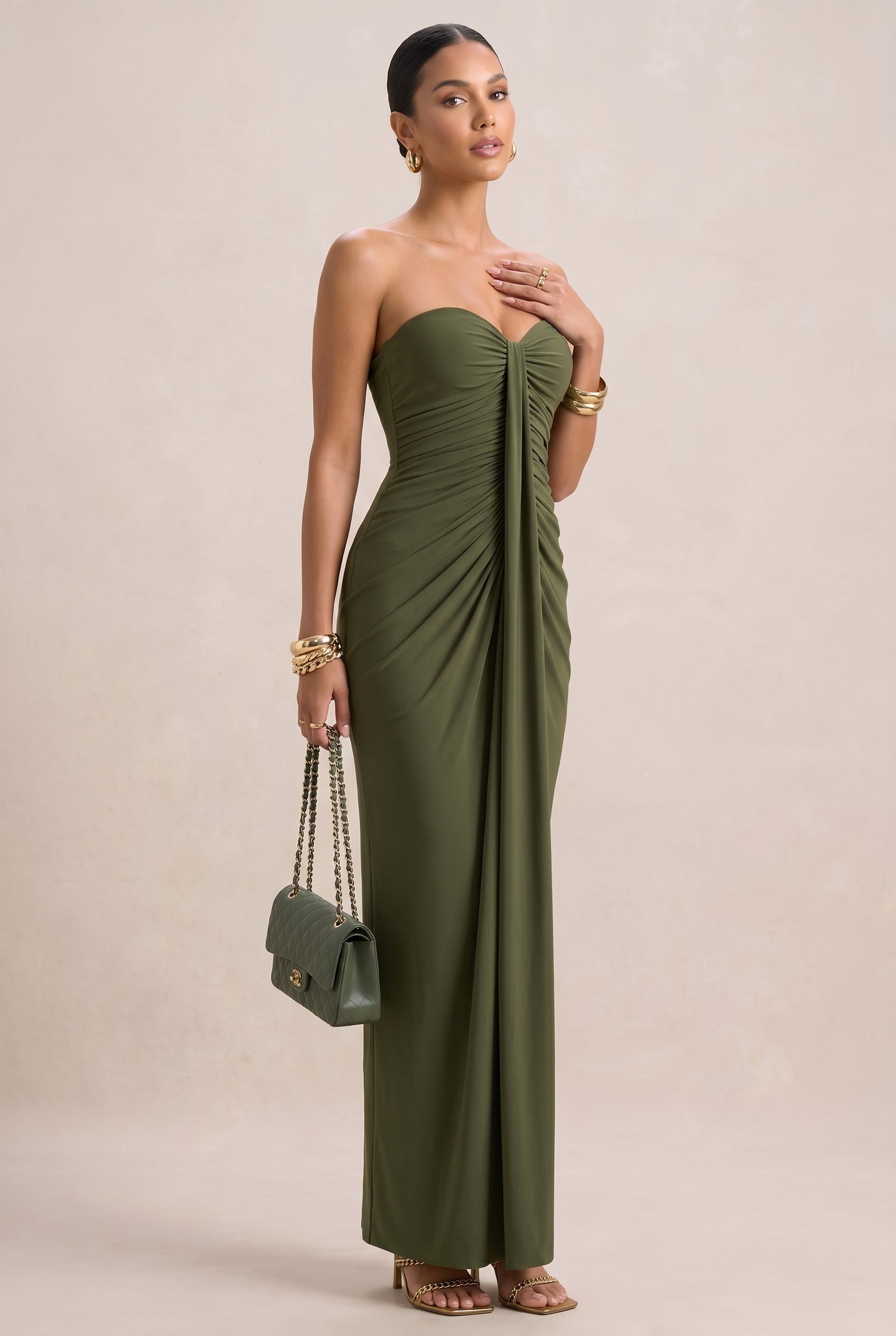 Women's Slim Pleated Wrap Maxi Dress – Sleeveless Tube Top High-Waisted with Ribbon Tie Detail