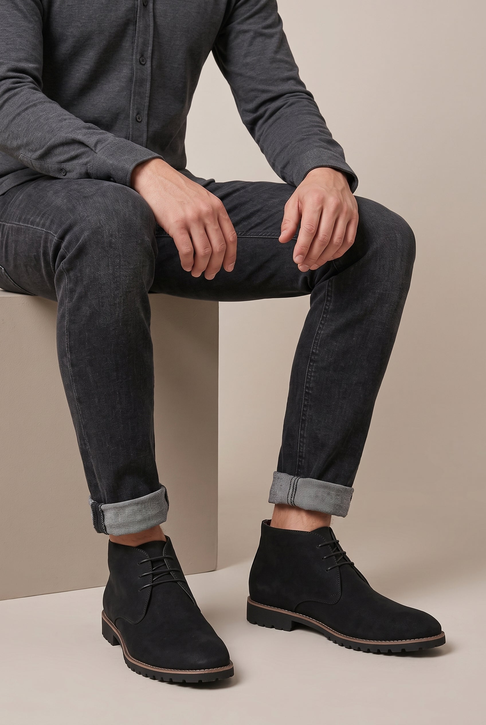 Kepler | Pointed Toe Lace-Up Martin Boots Men's Low Heel Chelsea Ankle Boots
