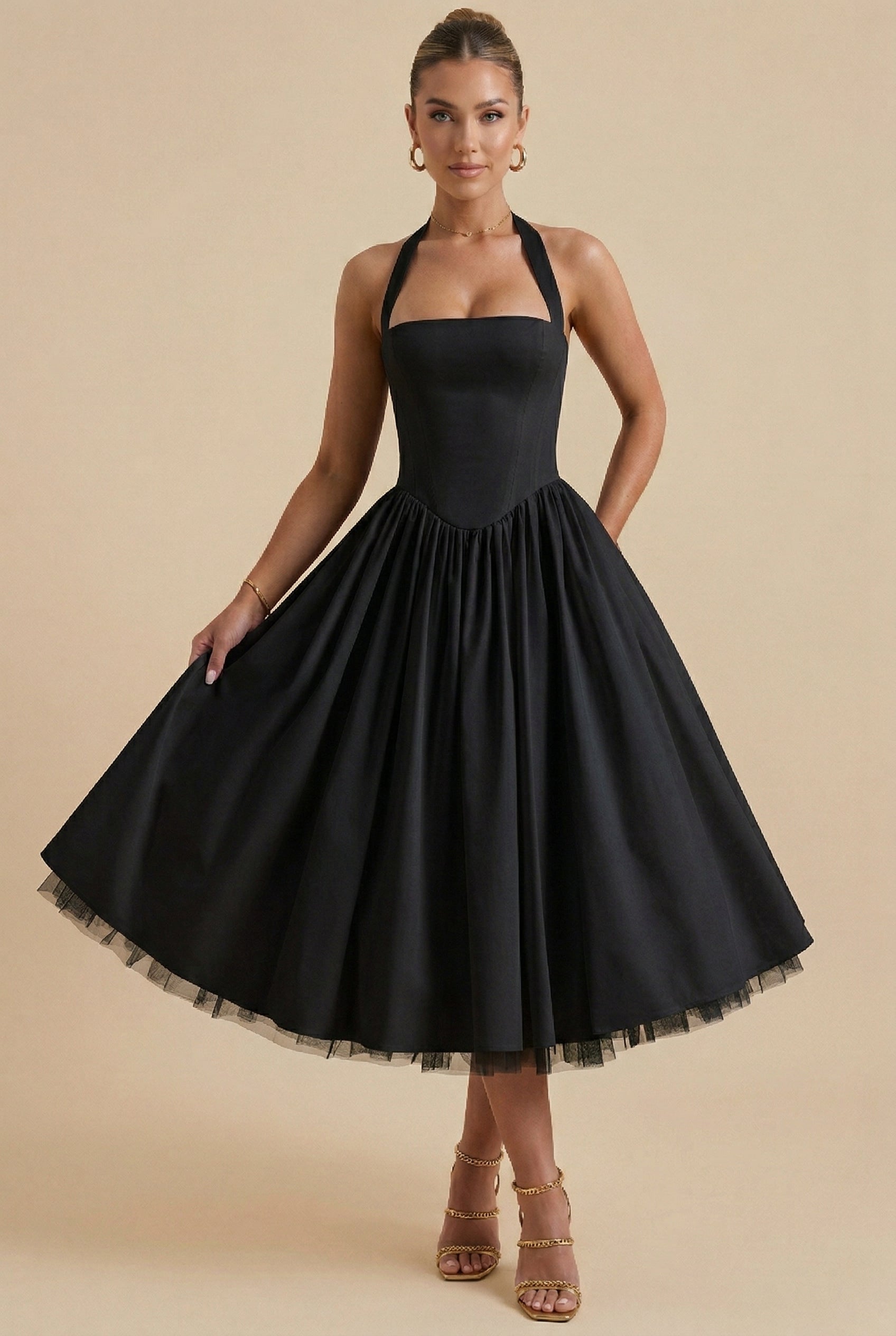 Women's Triple-Layer Mesh Puffy Dress with Elastic Waist
