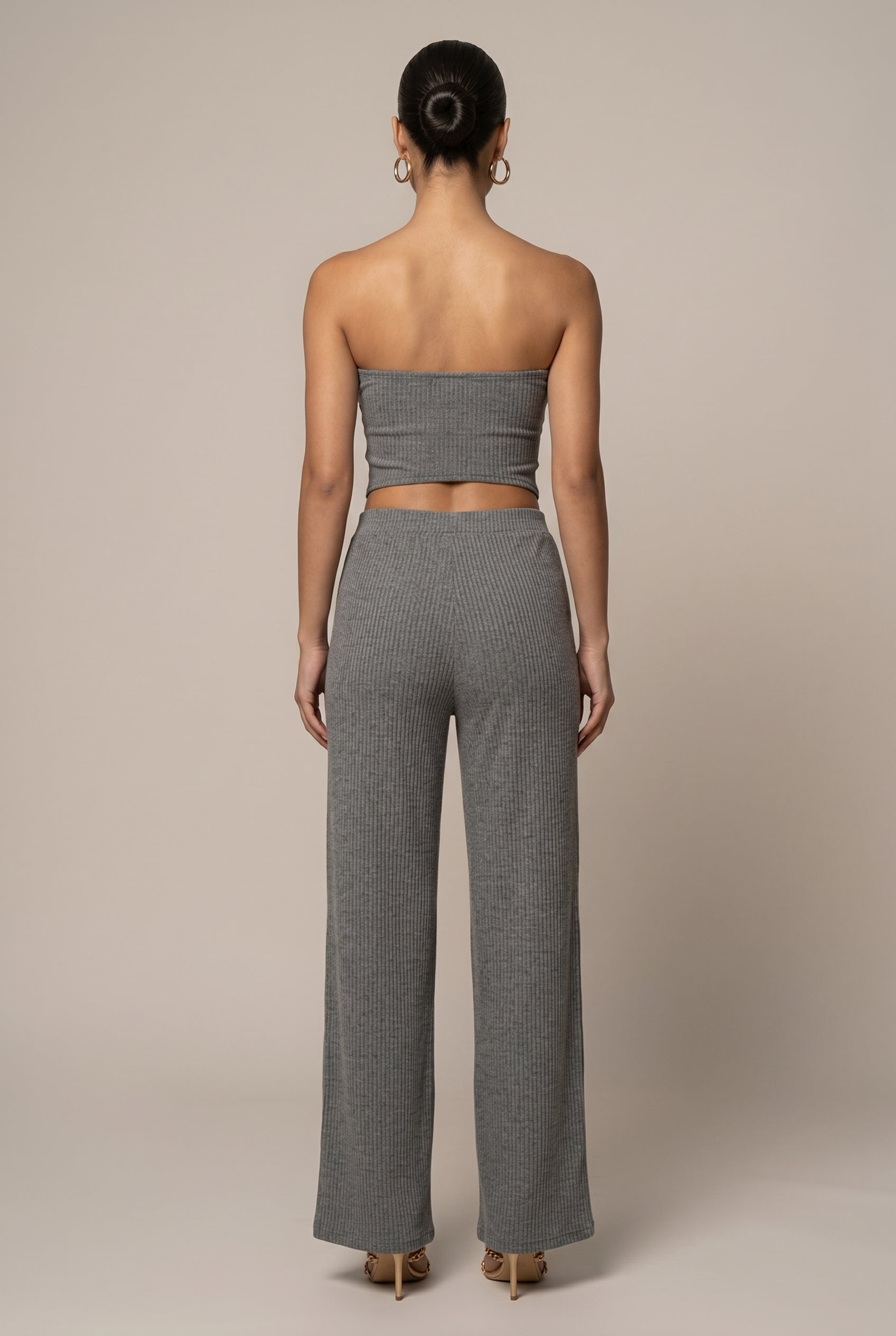 Women's Wrap Chest Sleeveless Two-Piece Set – Drawstring Wide-Leg Pants & Split Top Elegant Suit