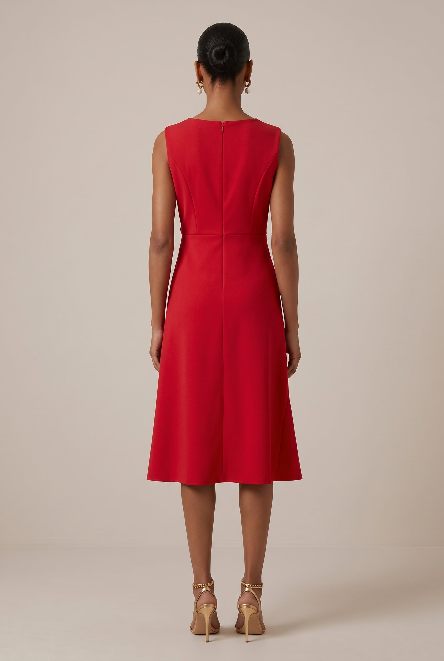 Women's Classic Sleeveless Knitted Midi Dress – Slim Fit Mid Waist Pullover Round Neck