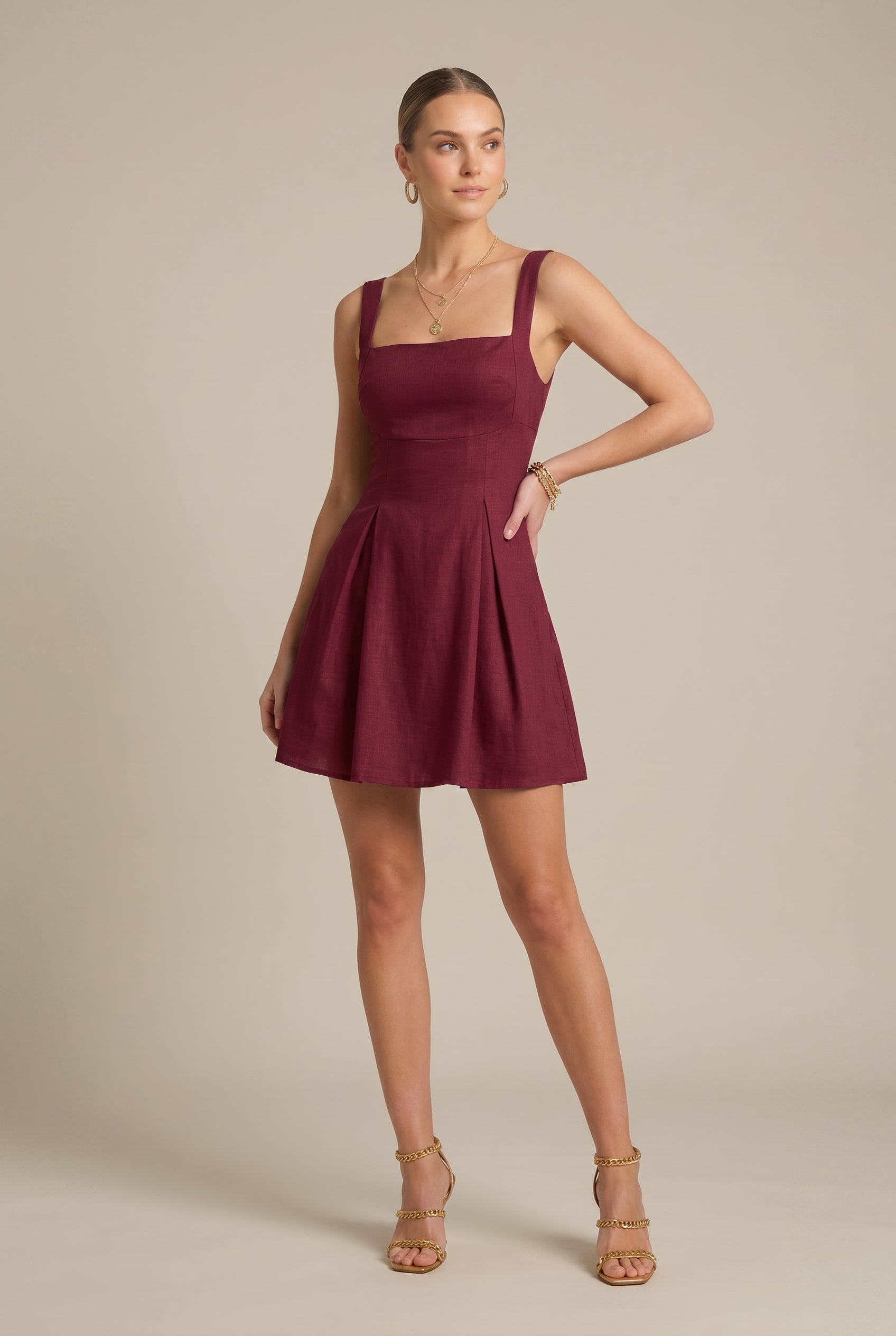 Women's Spaghetti Strap Backless A-Line Mini Dress – Sleeveless One-Shoulder Spliced Party Dress Luna Body Co