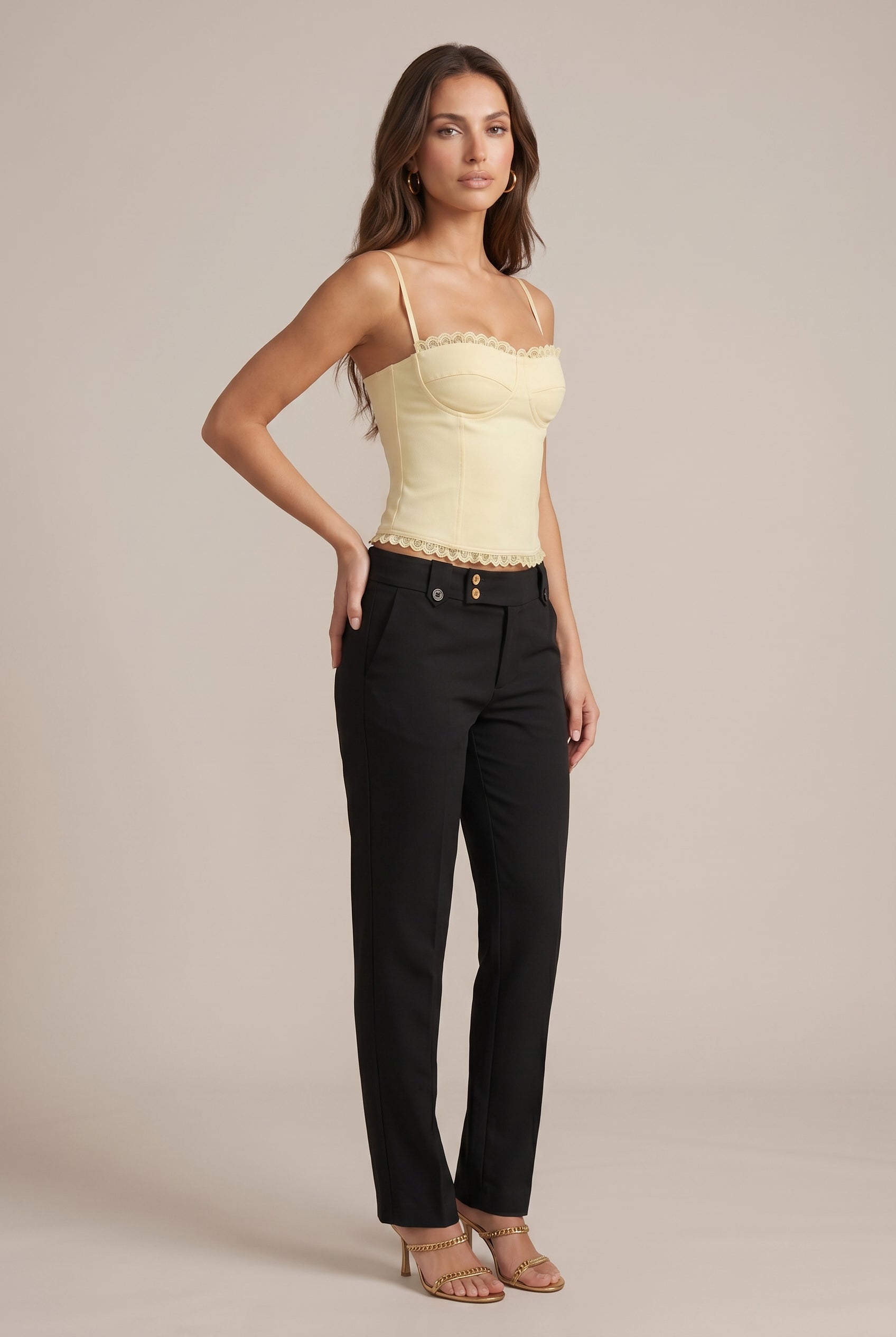 Women's Straight Neck Camisole - Adjustable Metal Strap Slim Fit Top