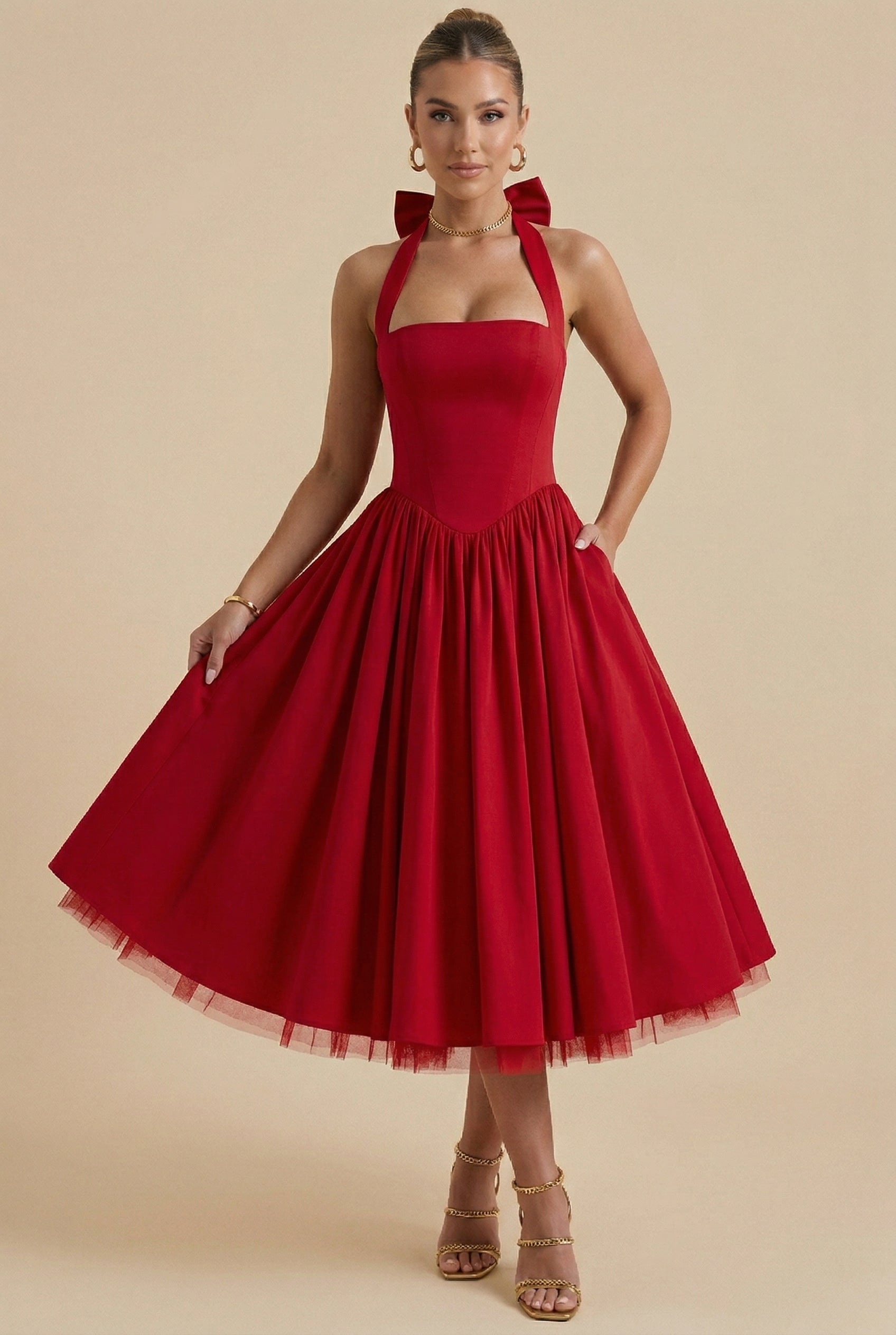 Women's Triple-Layer Mesh Puffy Dress with Elastic Waist