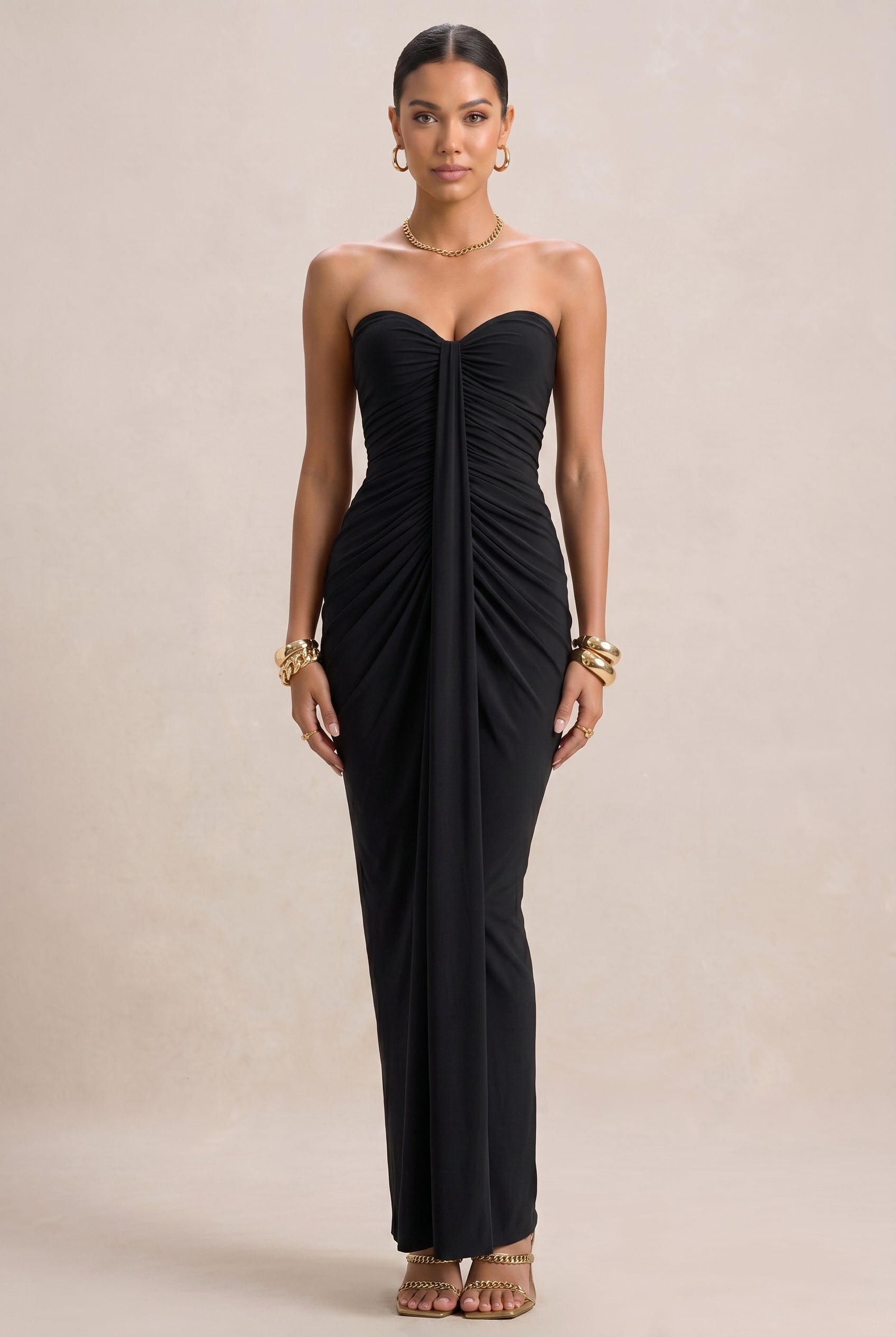 Women's Slim Pleated Wrap Maxi Dress – Sleeveless Tube Top High-Waisted with Ribbon Tie Detail