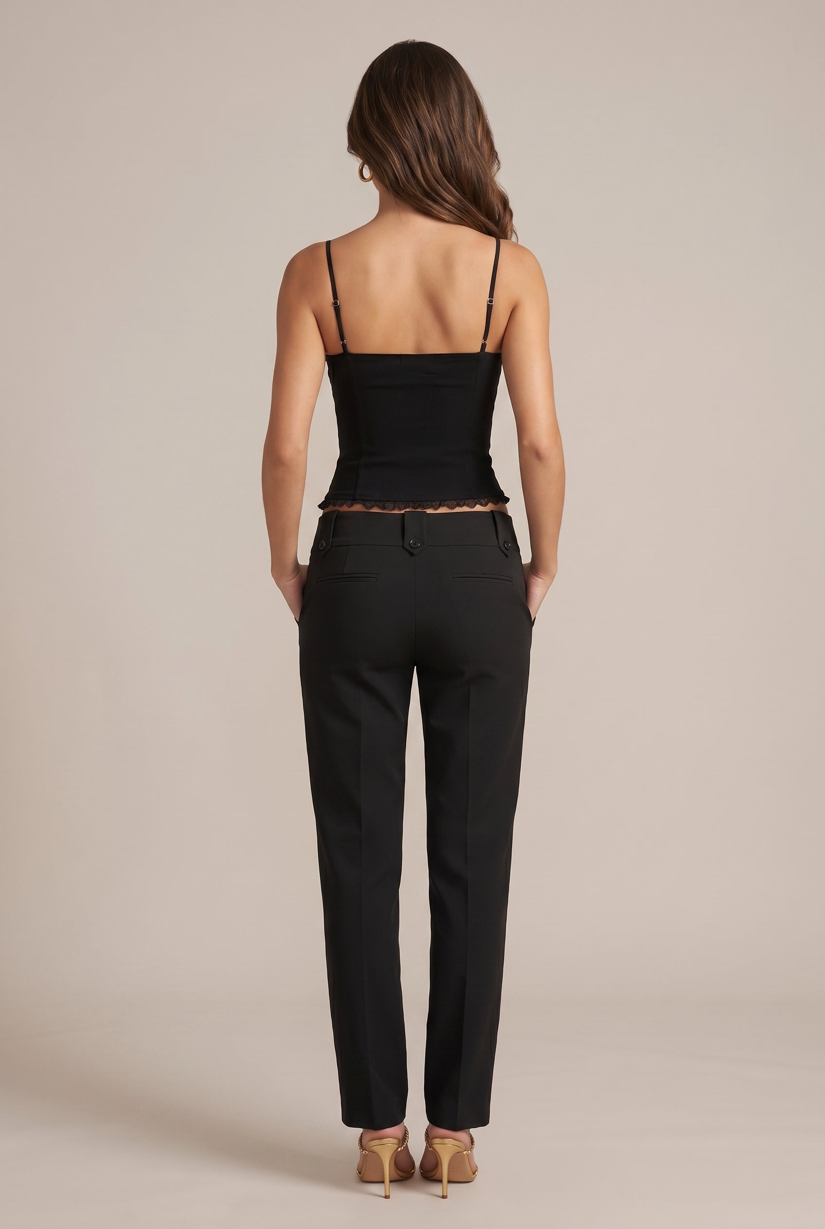 Women's Straight Neck Camisole - Adjustable Metal Strap Slim Fit Top