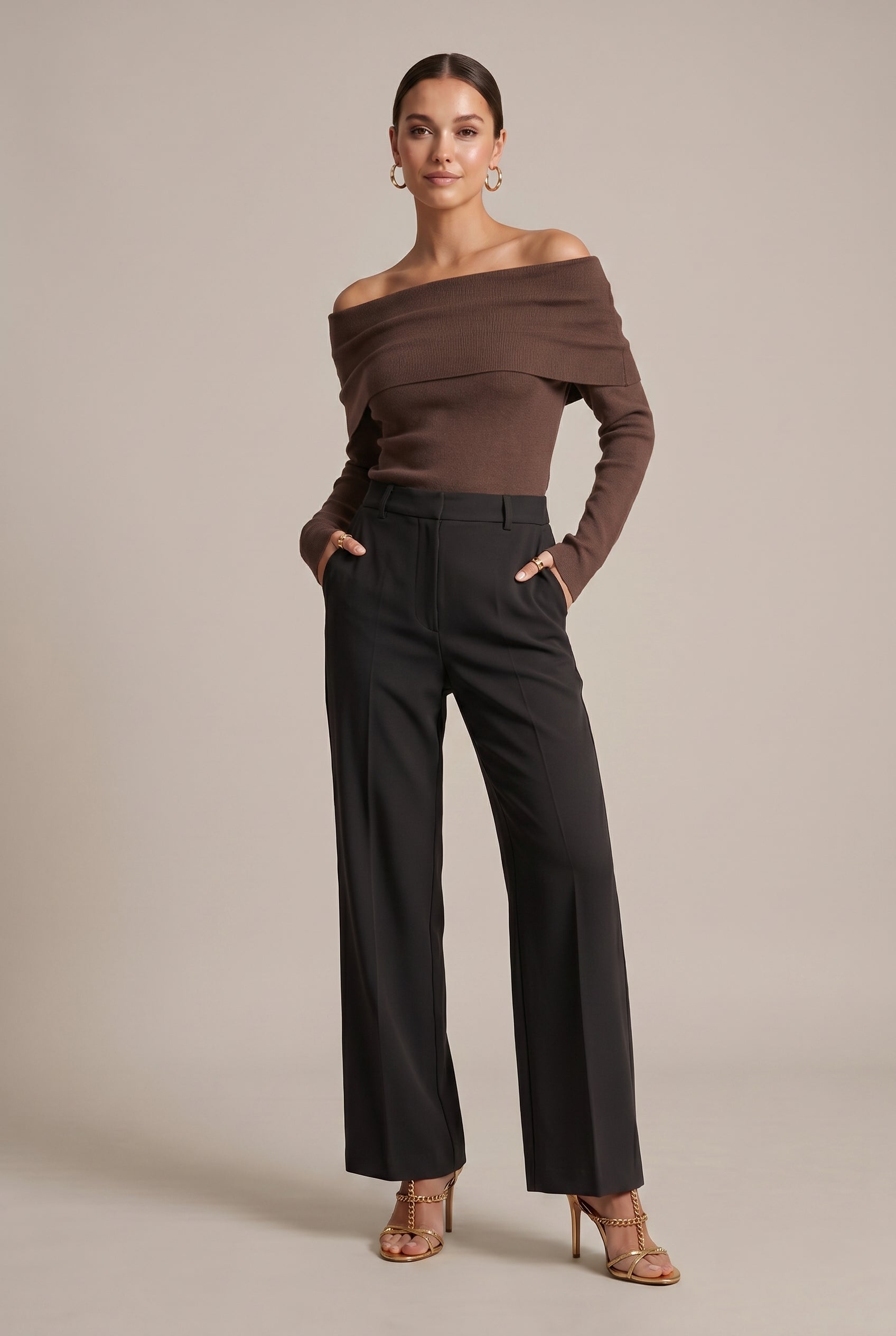Women's One-Shoulder Long Sleeve Top - Slim Fit Asymmetric Pullover Blouse