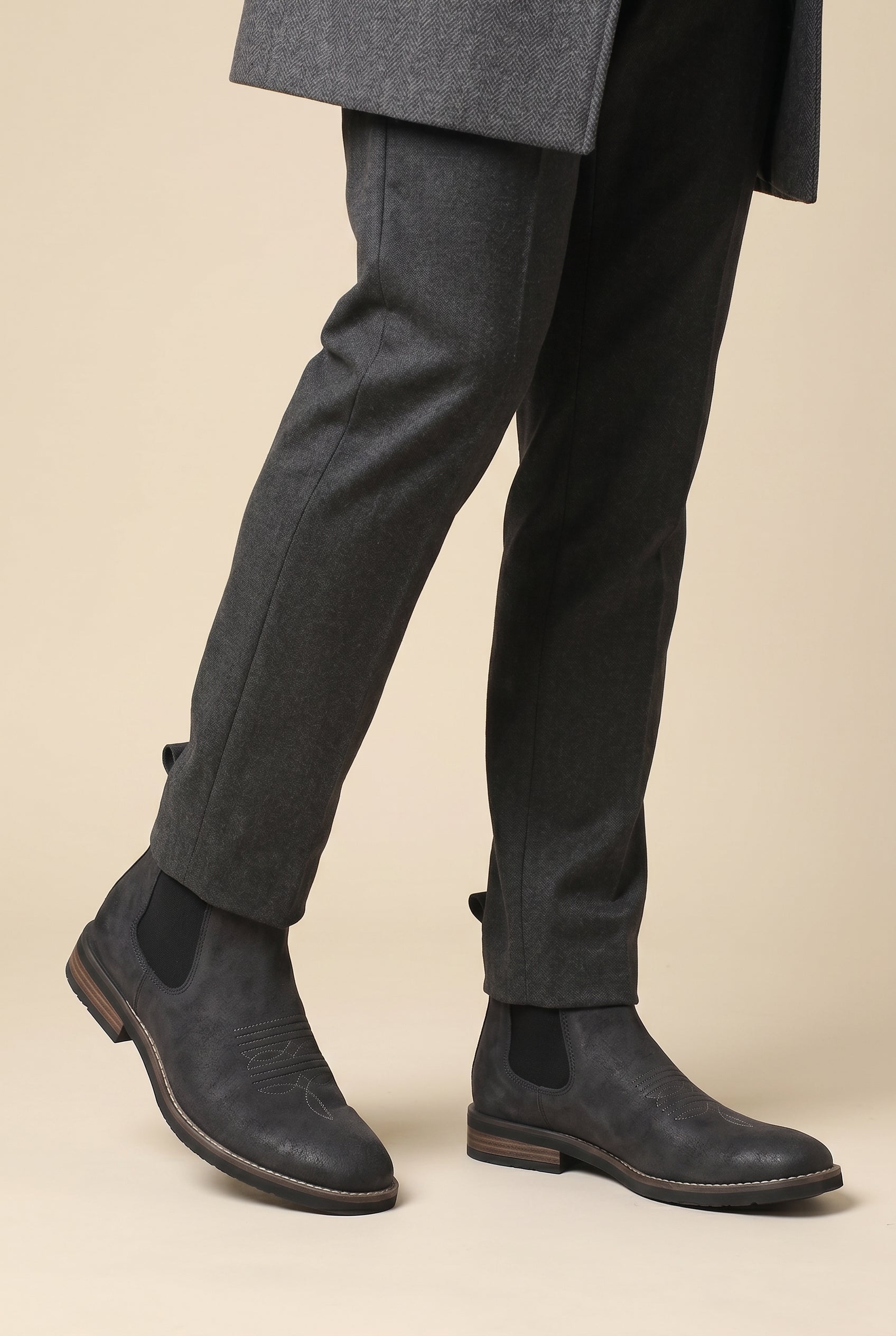 Tycho | Men's Chelsea Mid-Calf Boots Slip-On Leather British Style Boots