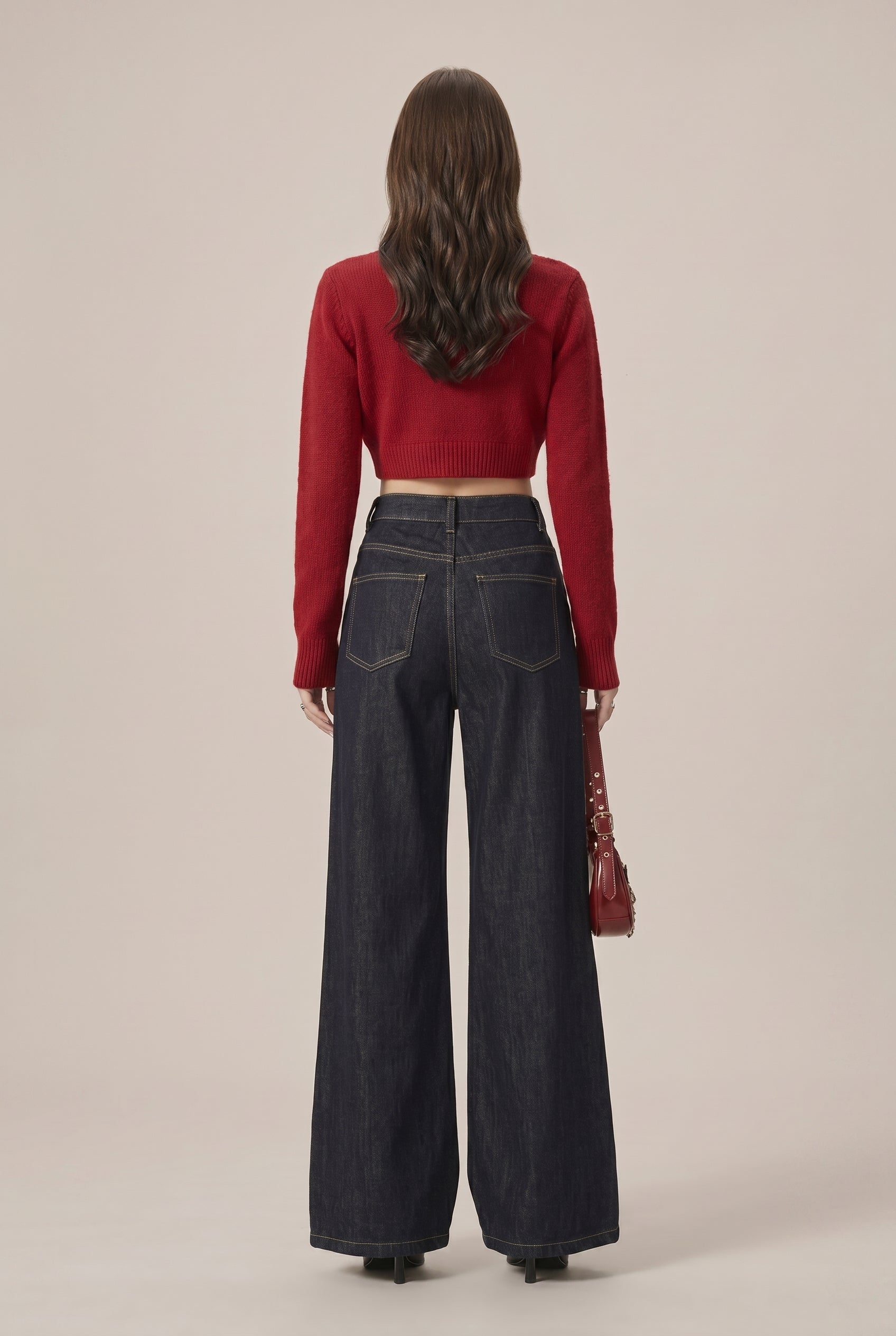 Women's Fleece-Lined High-Waist Wide-Leg Jeans – Stretch Denim Thick Warm Winter Casual Pants Luna Body Co