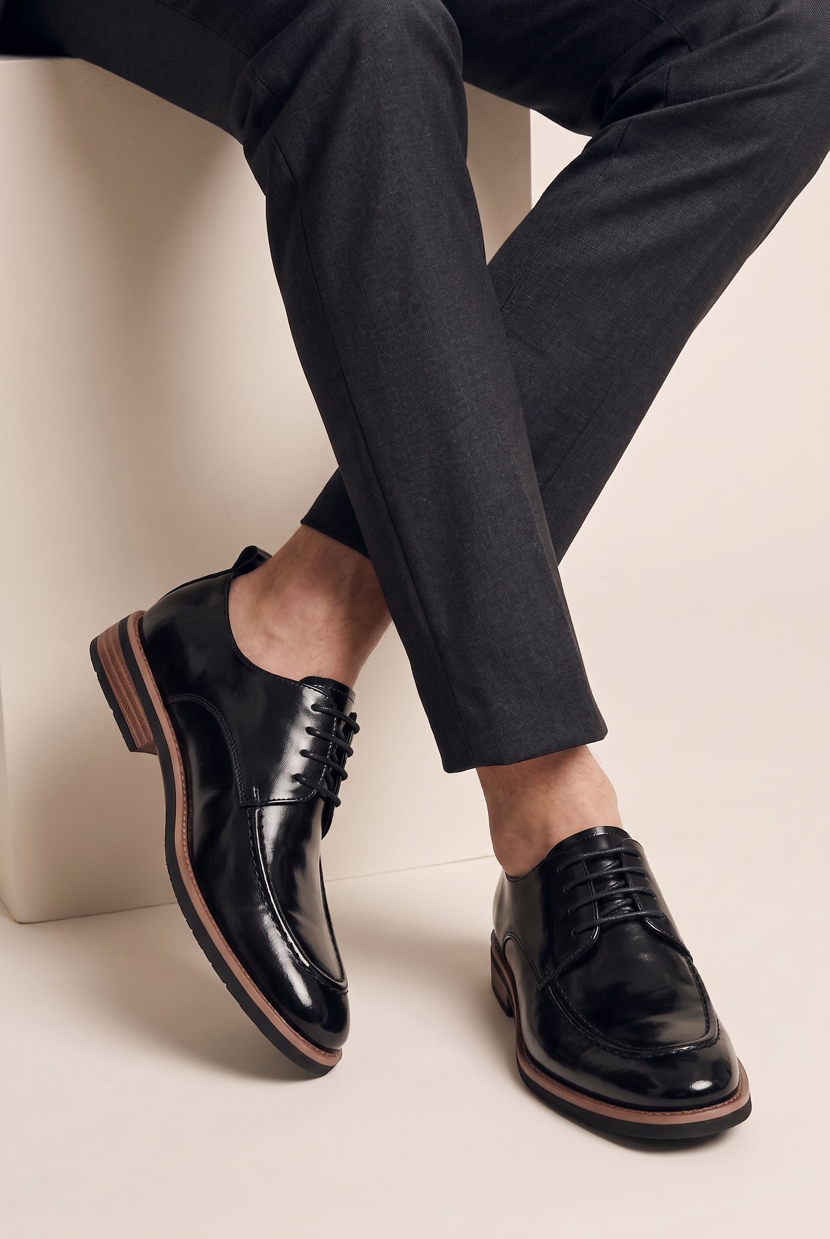 Tycho | Men's Leather Lace-Up Shoes Fur Lined Round Toe Warm Dress Shoes