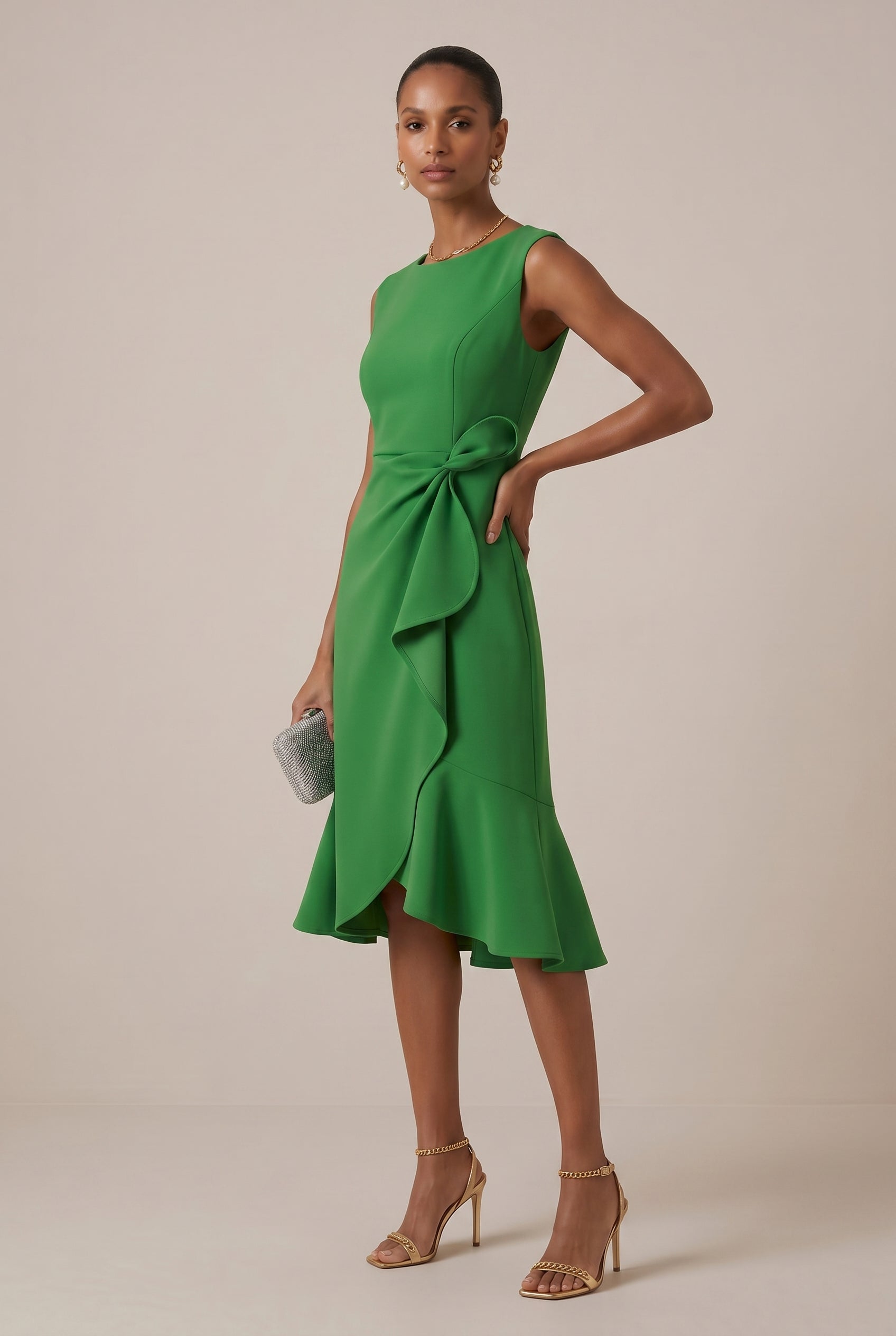 Women's Classic Sleeveless Knitted Midi Dress – Slim Fit Mid Waist Pullover Round Neck