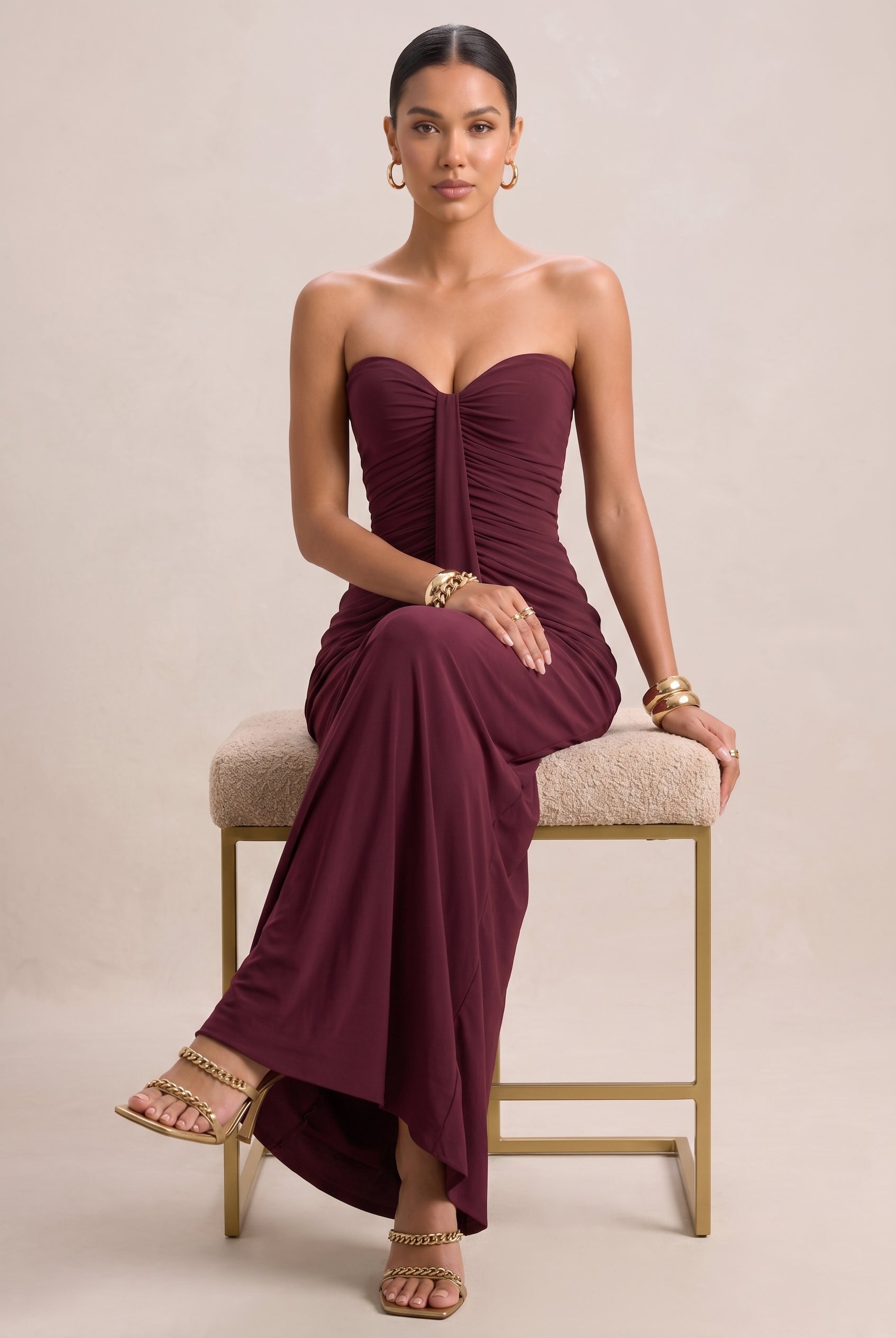Women's Slim Pleated Wrap Maxi Dress – Sleeveless Tube Top High-Waisted with Ribbon Tie Detail