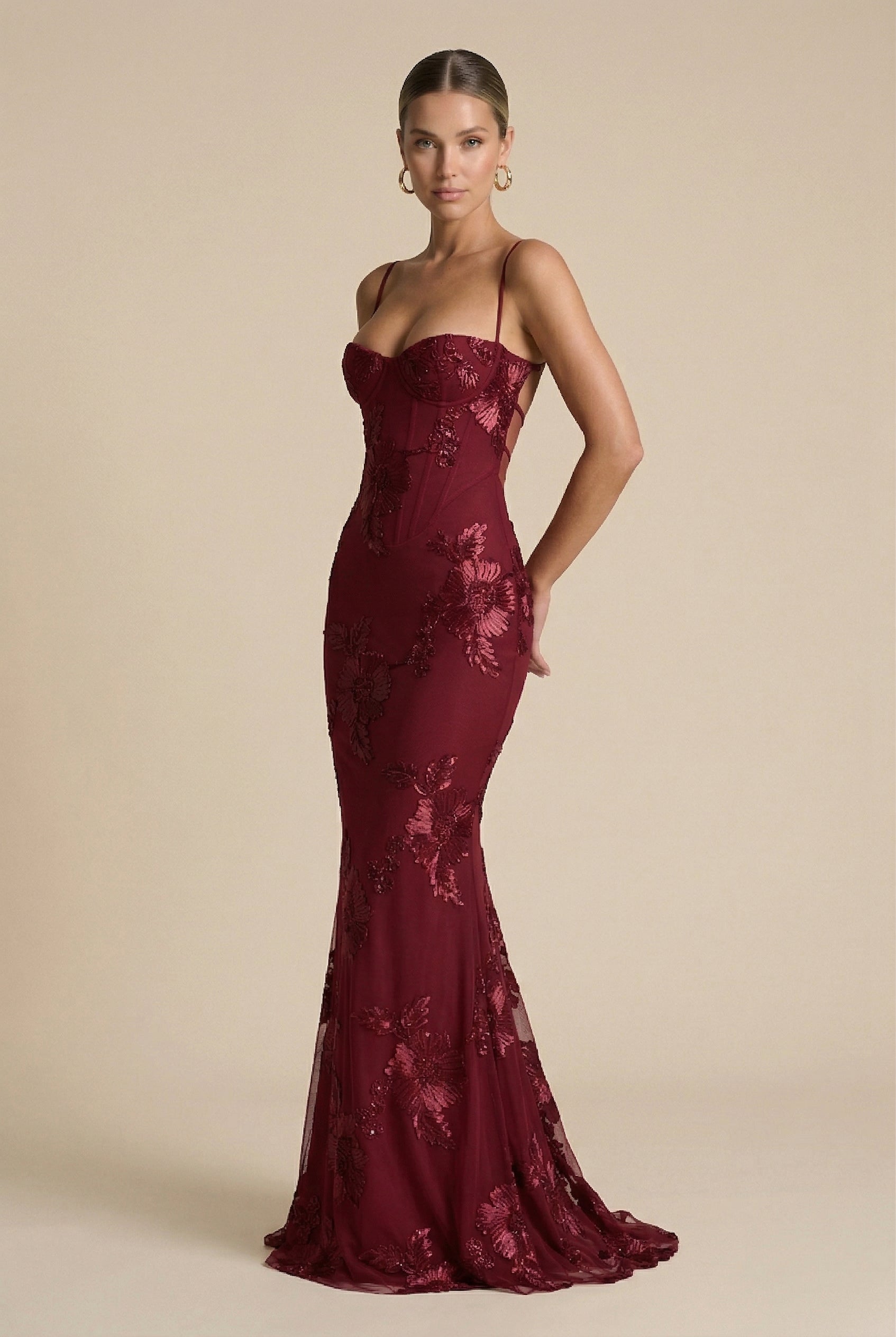 Women’s Floral Backless Maxi Dress – Sleeveless Sling, Slim-Fit Zip-Up Evening Style