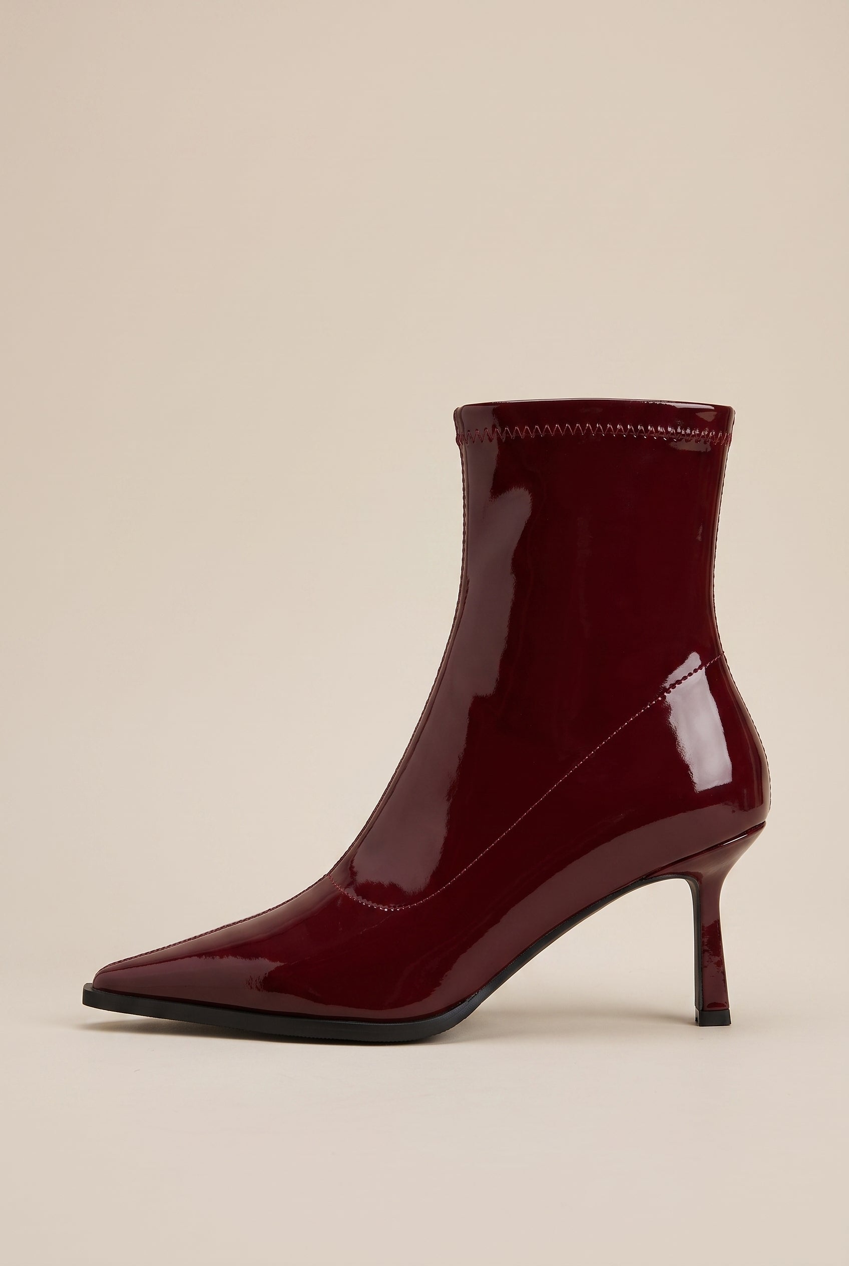 Iris | Women's Patent Leather Pointed-Toe Stiletto Ankle Boots Back-Zip Heeled Booties