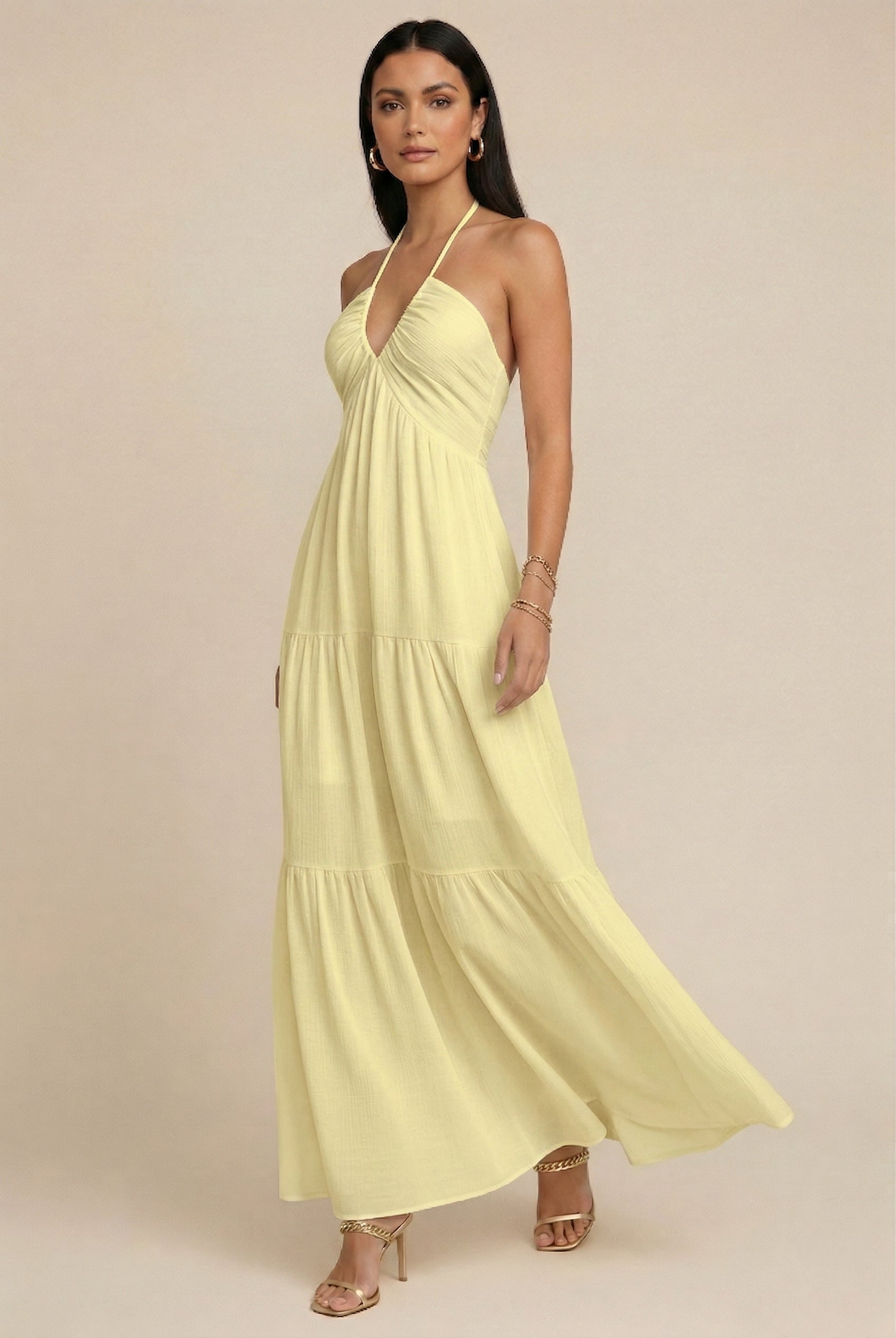 White Pleated V-Neck Sleeveless Dress Luna Body Co