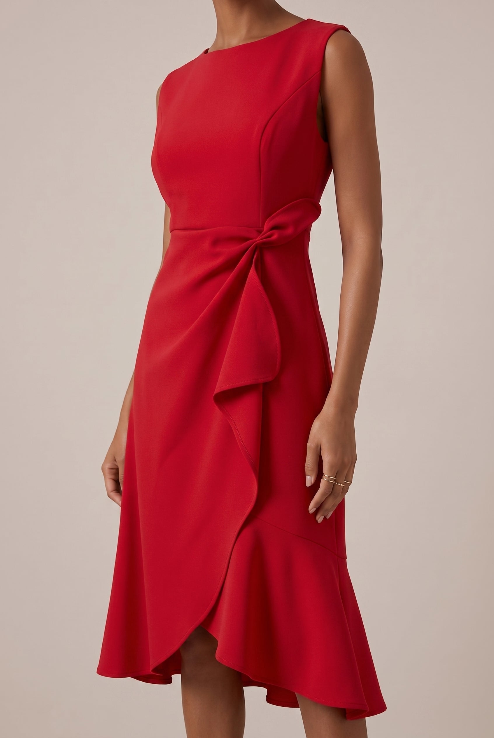 Women's Classic Sleeveless Knitted Midi Dress – Slim Fit Mid Waist Pullover Round Neck