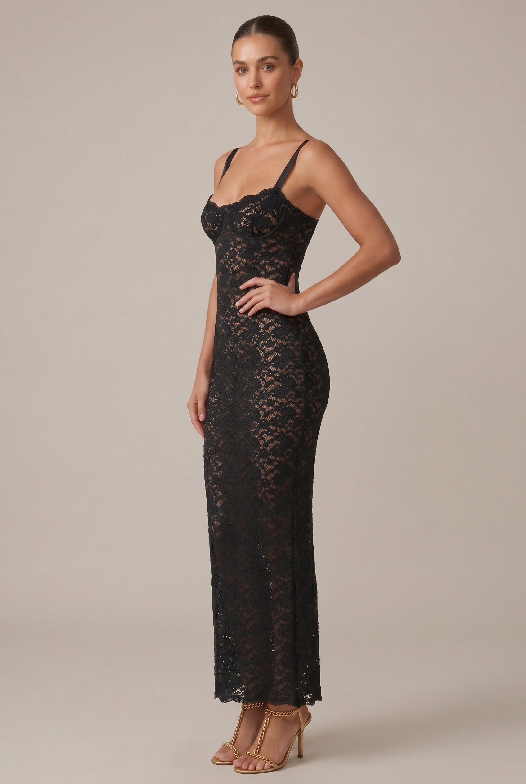 Women's Off-Shoulder Floral Lace Midi Dress – Sleeveless Slim Fit Spliced Bodycon Party Dress Luna Body Co