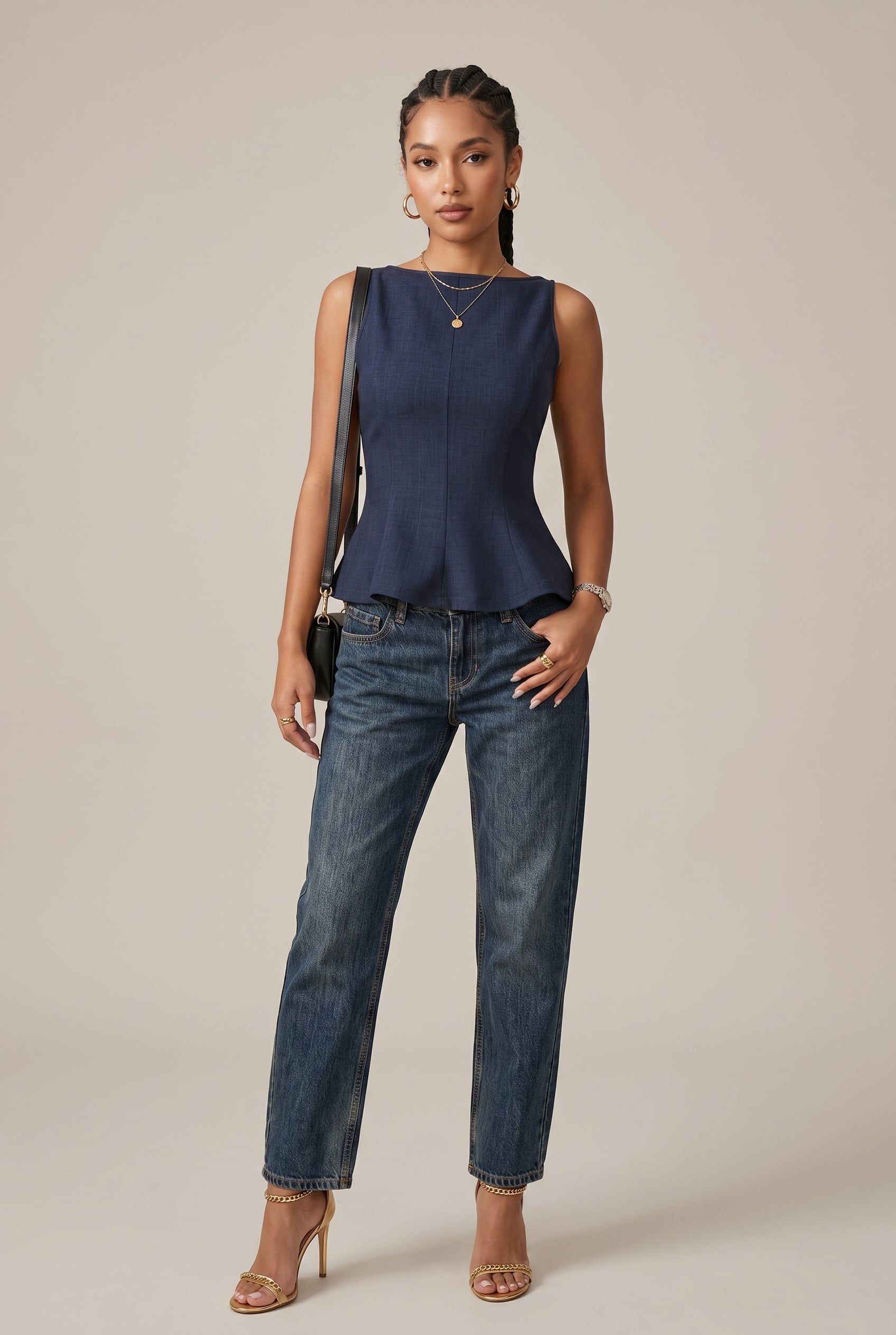 Women's Asymmetrical Ruffled Hem Backless Top – Sleeveless Bow-Tie Waist Loose Fit Blouse