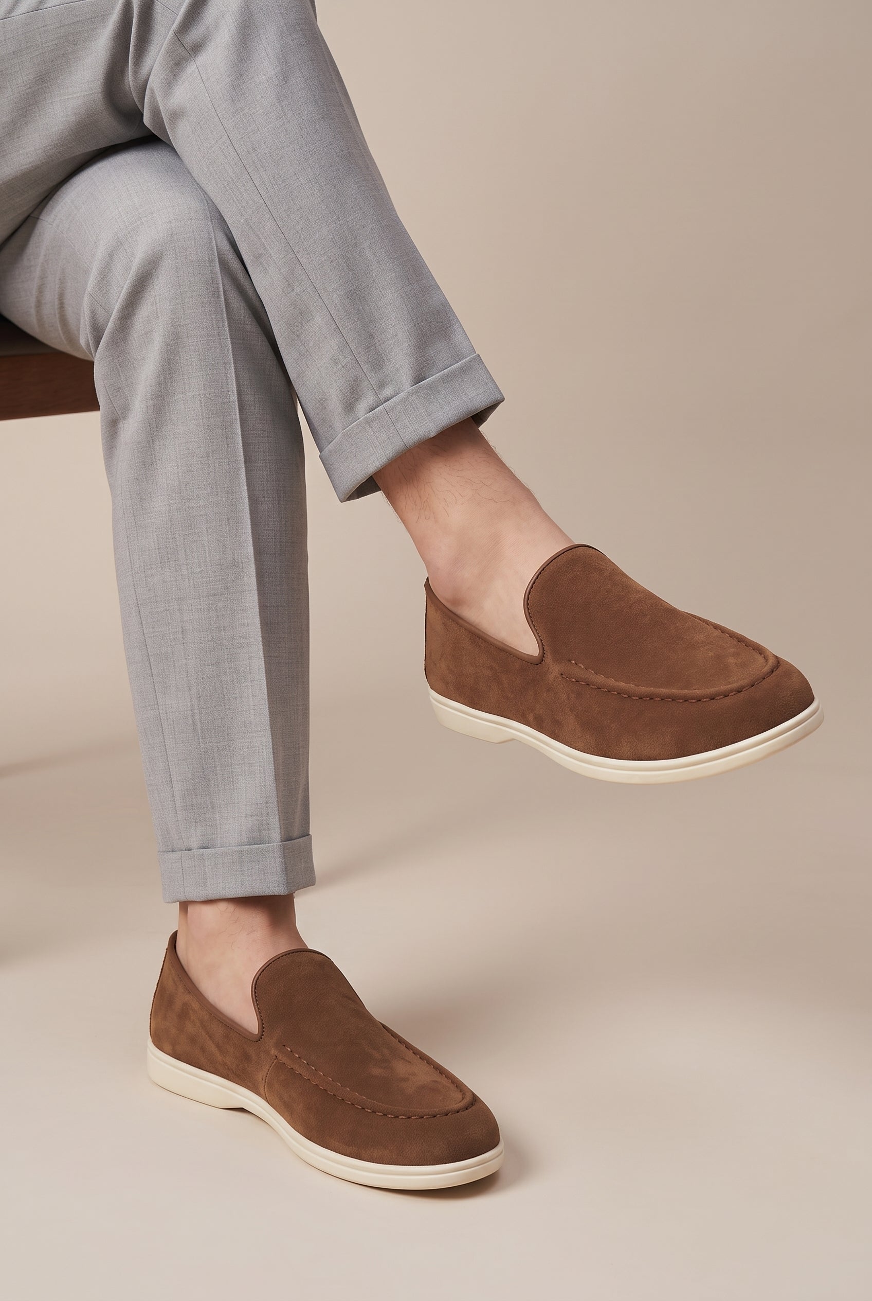 Perigee | Men's Casual Slip-On Leather Shoes Round-Toe Lightweight Breathable Loafers