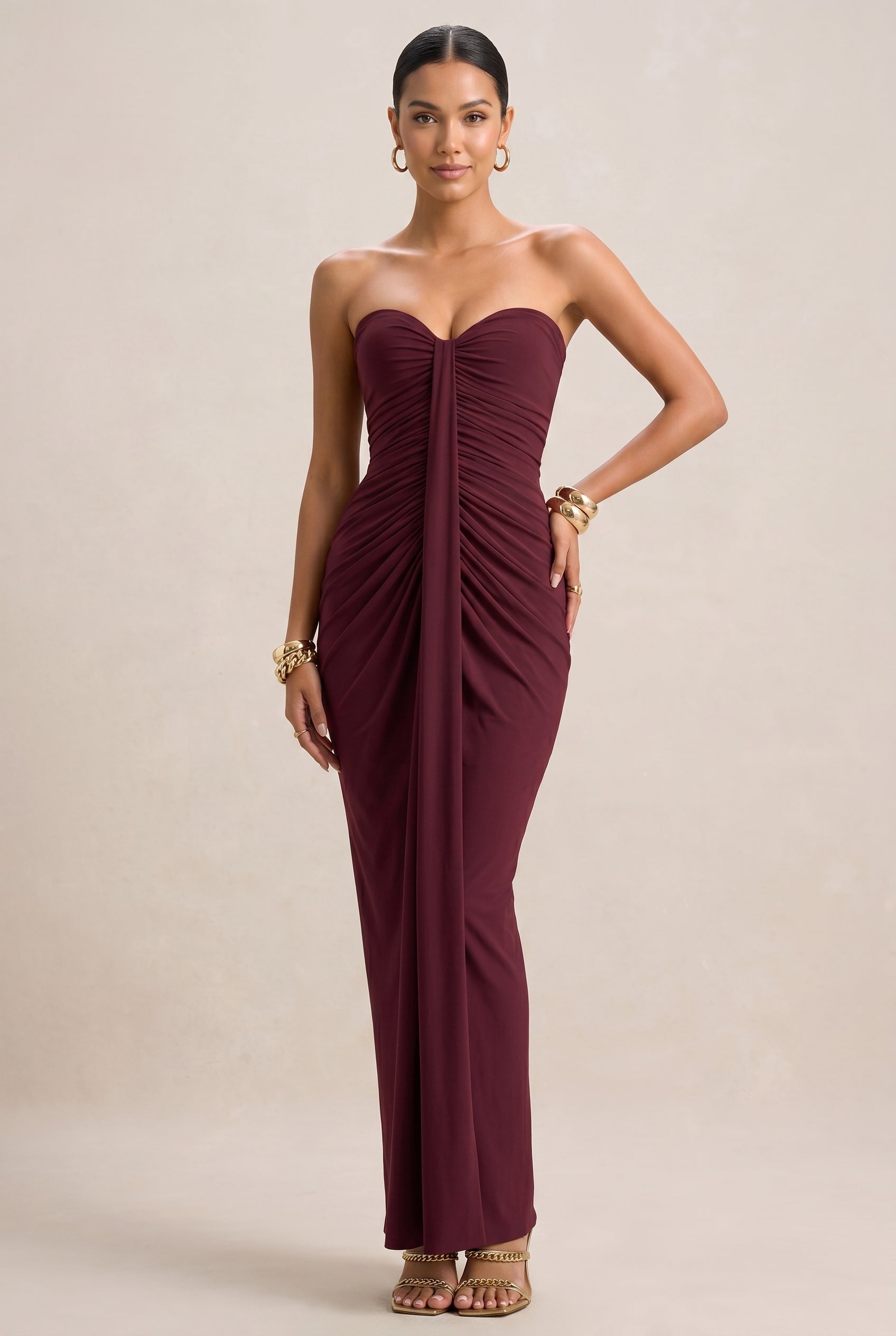 Women's Slim Pleated Wrap Maxi Dress – Sleeveless Tube Top High-Waisted with Ribbon Tie Detail