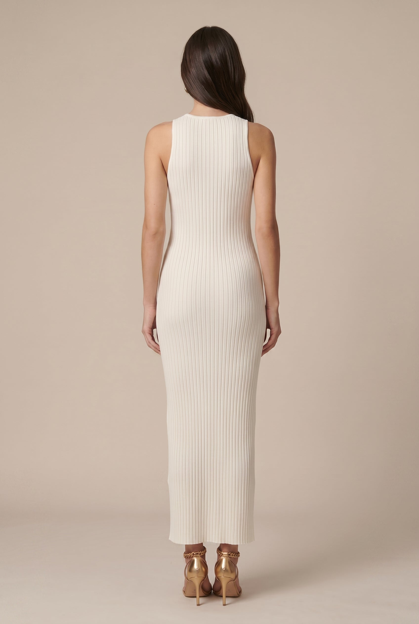 Women's Slim Fit Maxi Cami Dress – V-Neck Sleeveless Knit Bodycon with Mid-Waist Silhouette Luna Body Co