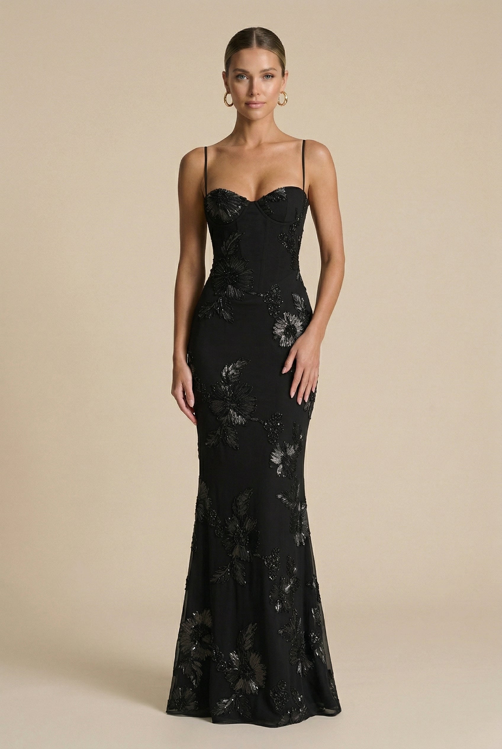 Women’s Floral Backless Maxi Dress – Sleeveless Sling, Slim-Fit Zip-Up Evening Style